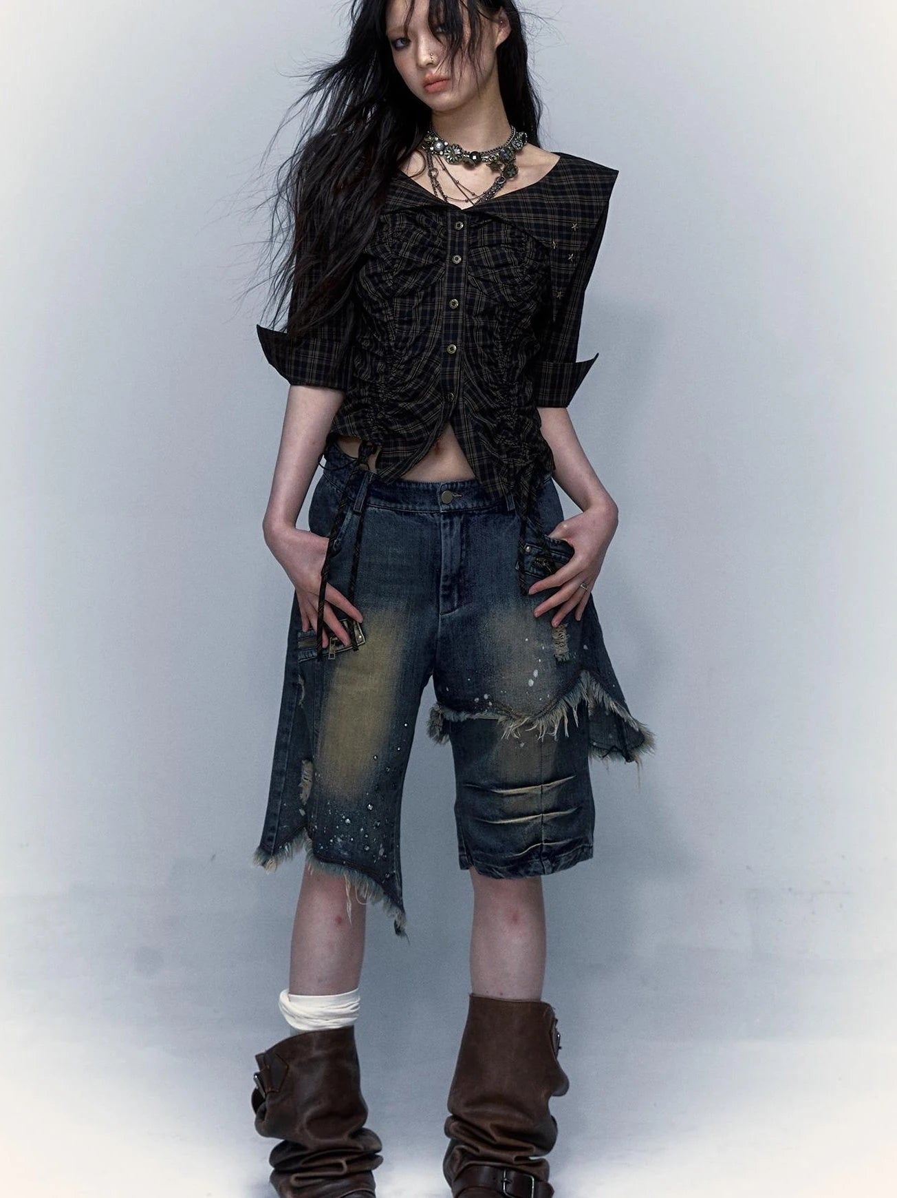 Vintage Denim Shorts  Punk Style