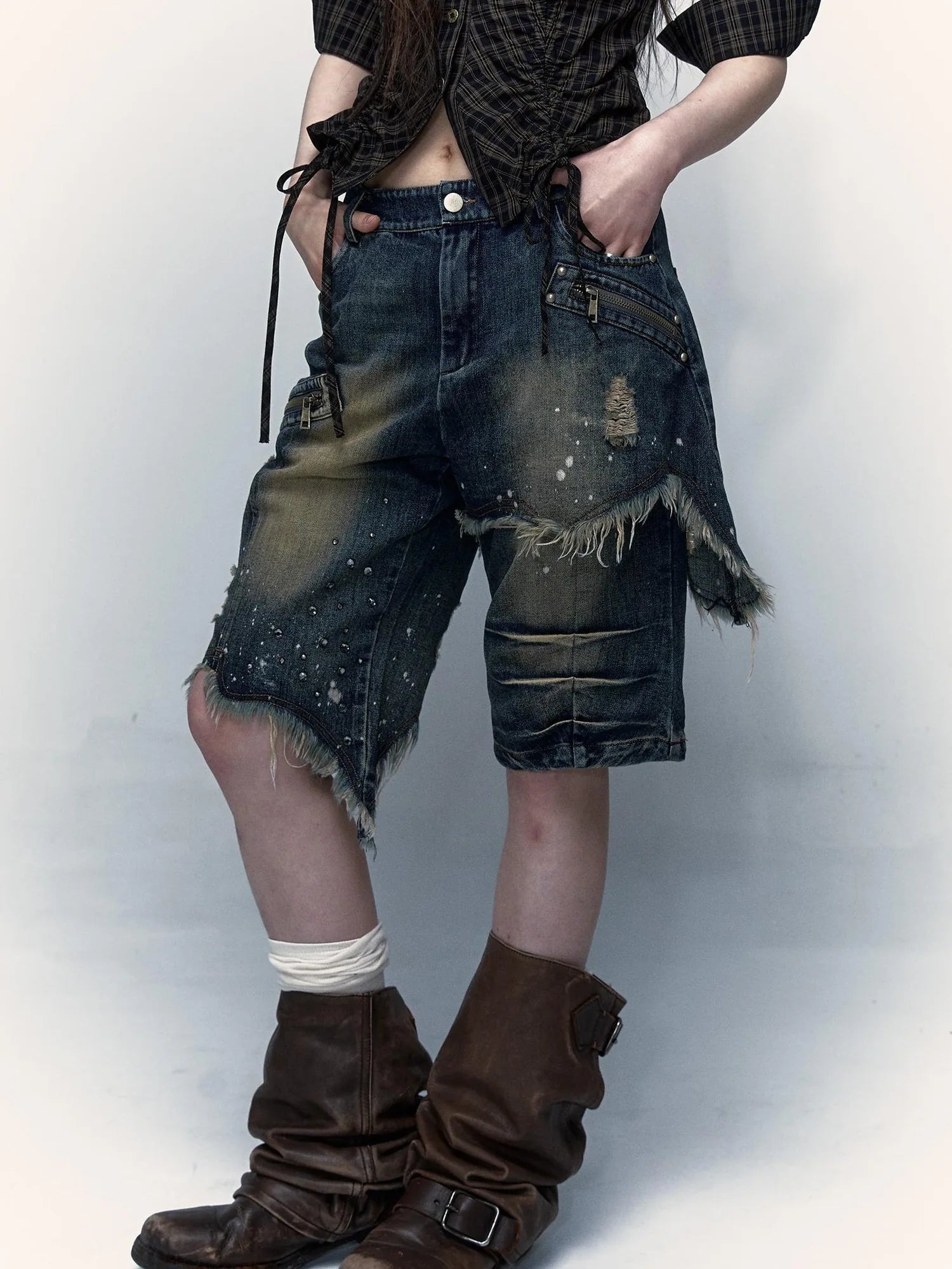 Vintage Denim Shorts  Punk Style