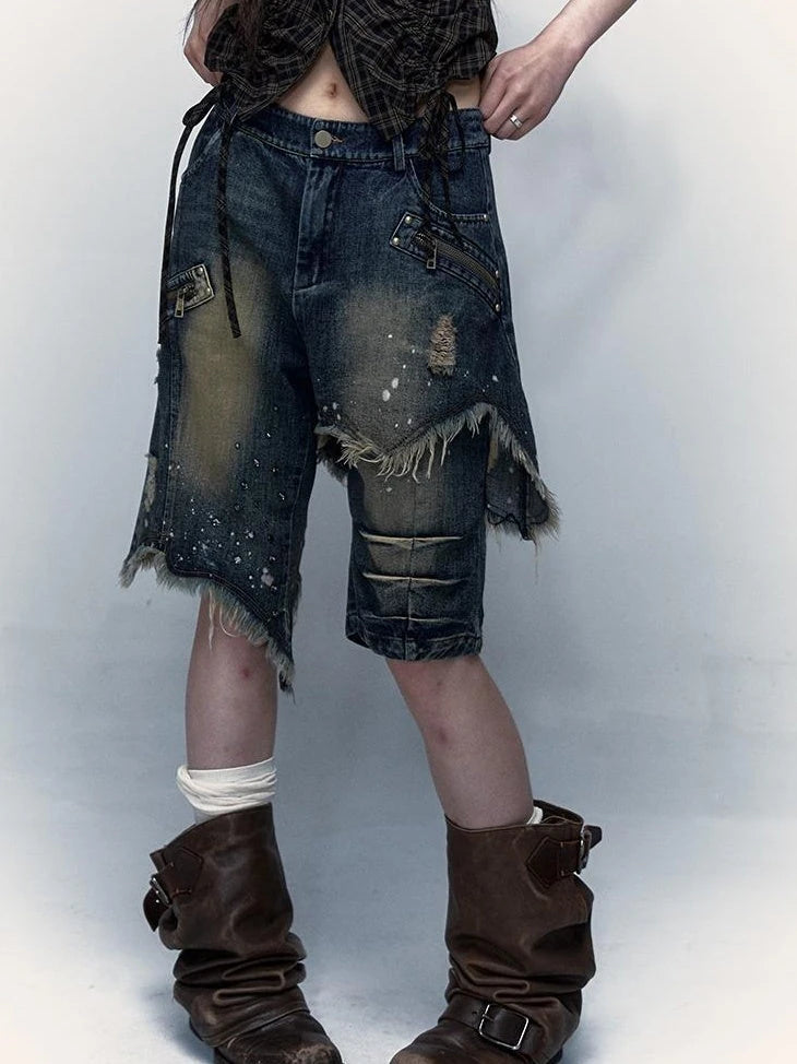 Vintage Denim Shorts  Punk Style