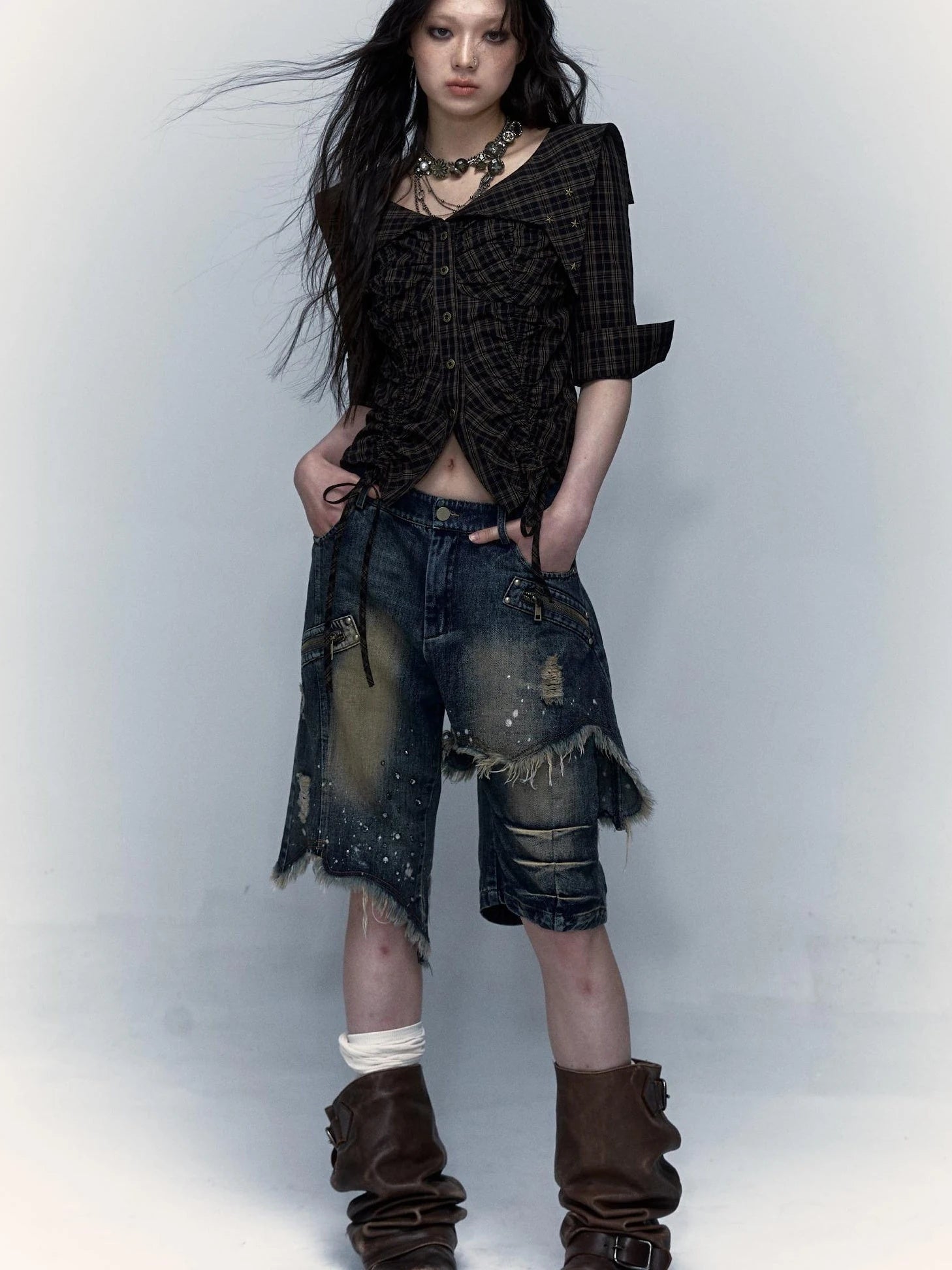 Vintage Denim Shorts  Punk Style