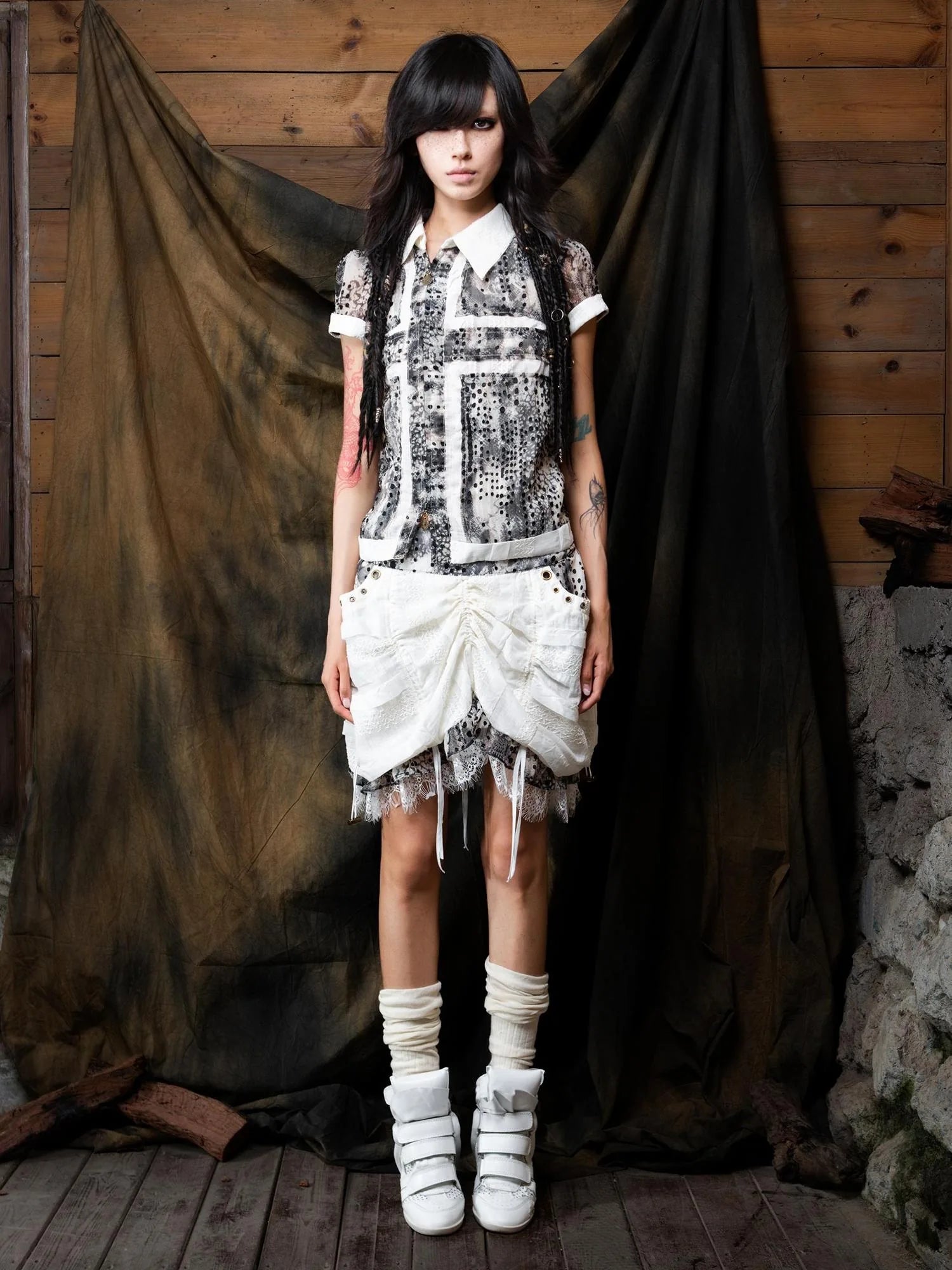 Vintage Sheer Cross Chiffon Backless Blouse