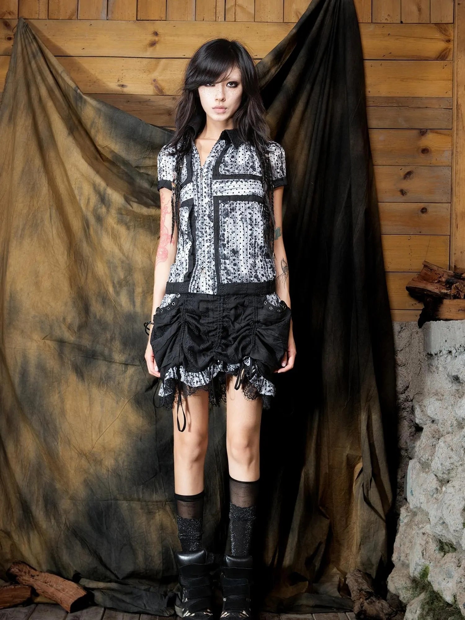 Vintage Sheer Cross Chiffon Backless Blouse