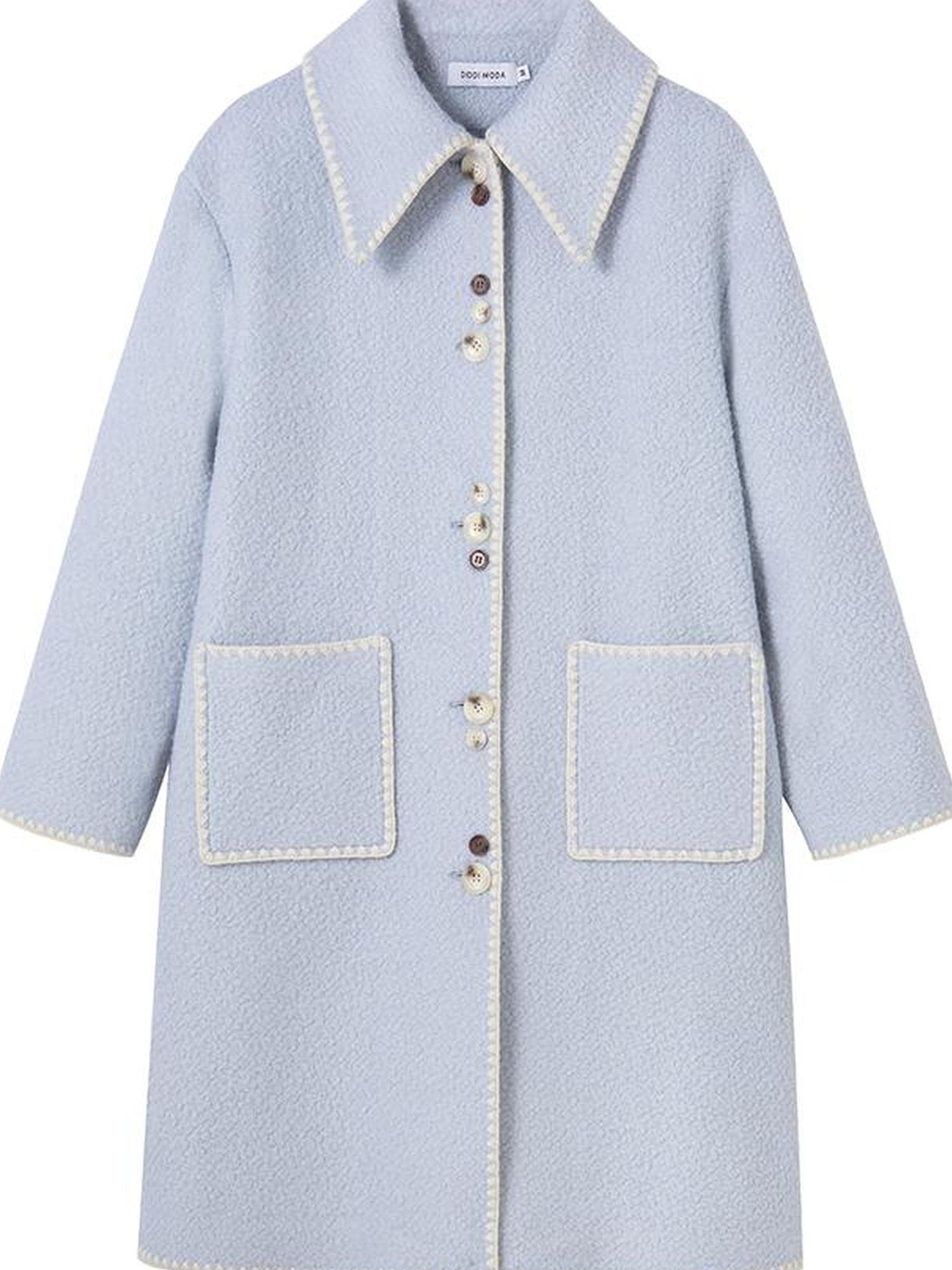 DIDDI MODA Vintage Shell Embroidered Wool Coat