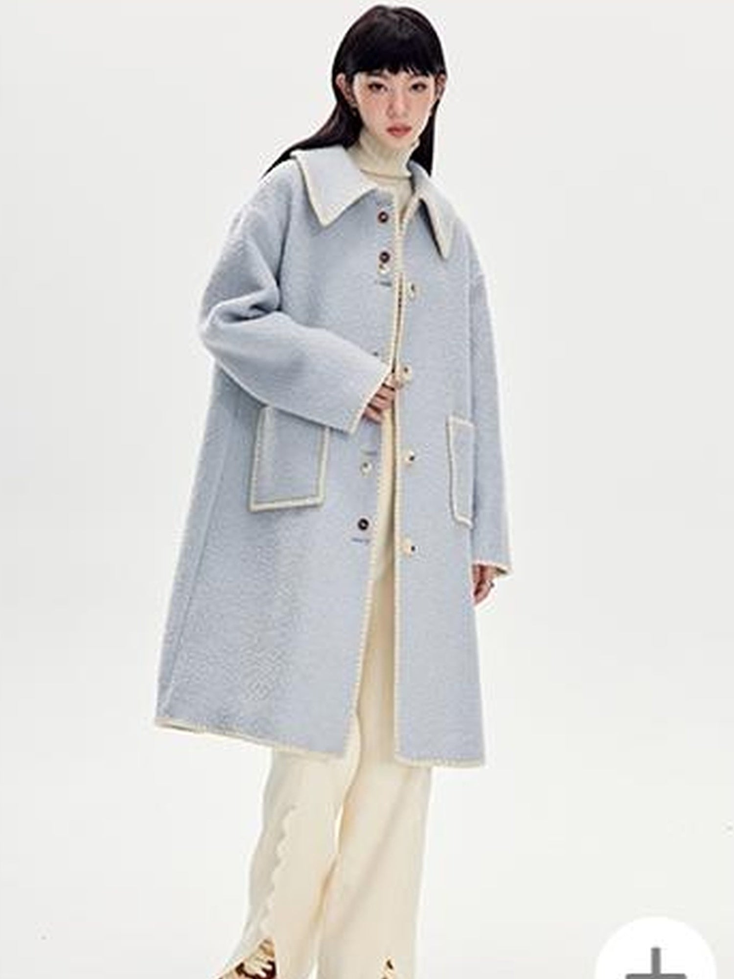 DIDDI MODA Vintage Shell Embroidered Wool Coat