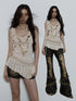 Vintage Shell Necklace Handmade Lace Trim Camisole Top