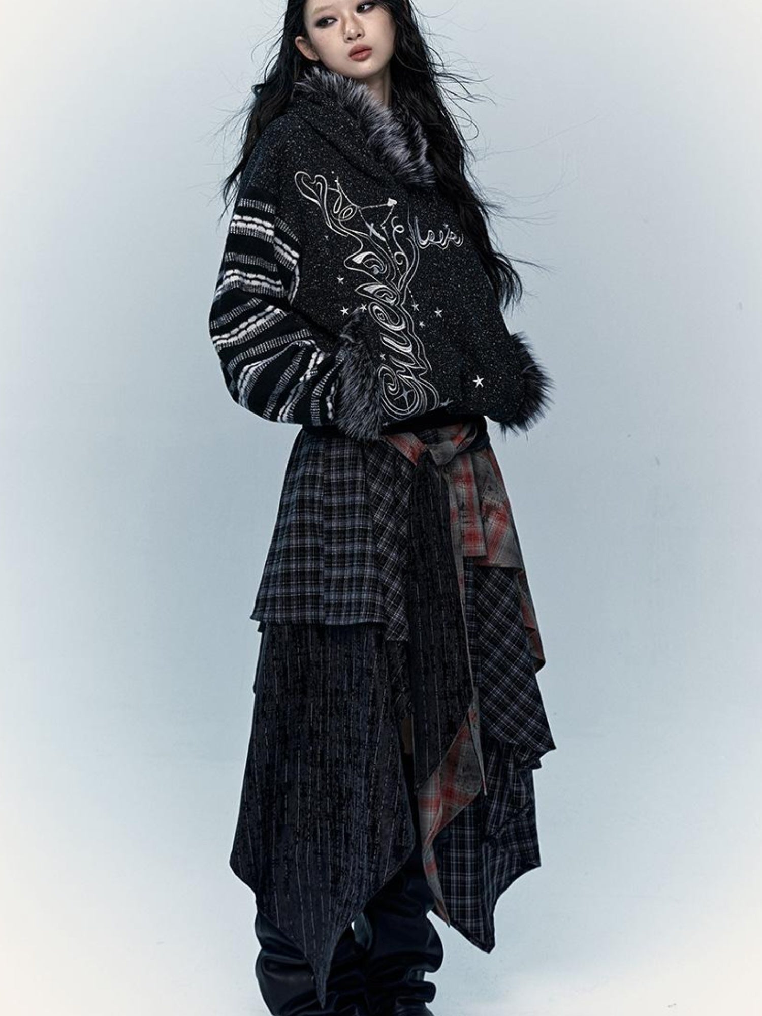 NO ROMANCE Vintage Shibuya Y2K Hoodie Women Loose Fleece Embroidered Pullover