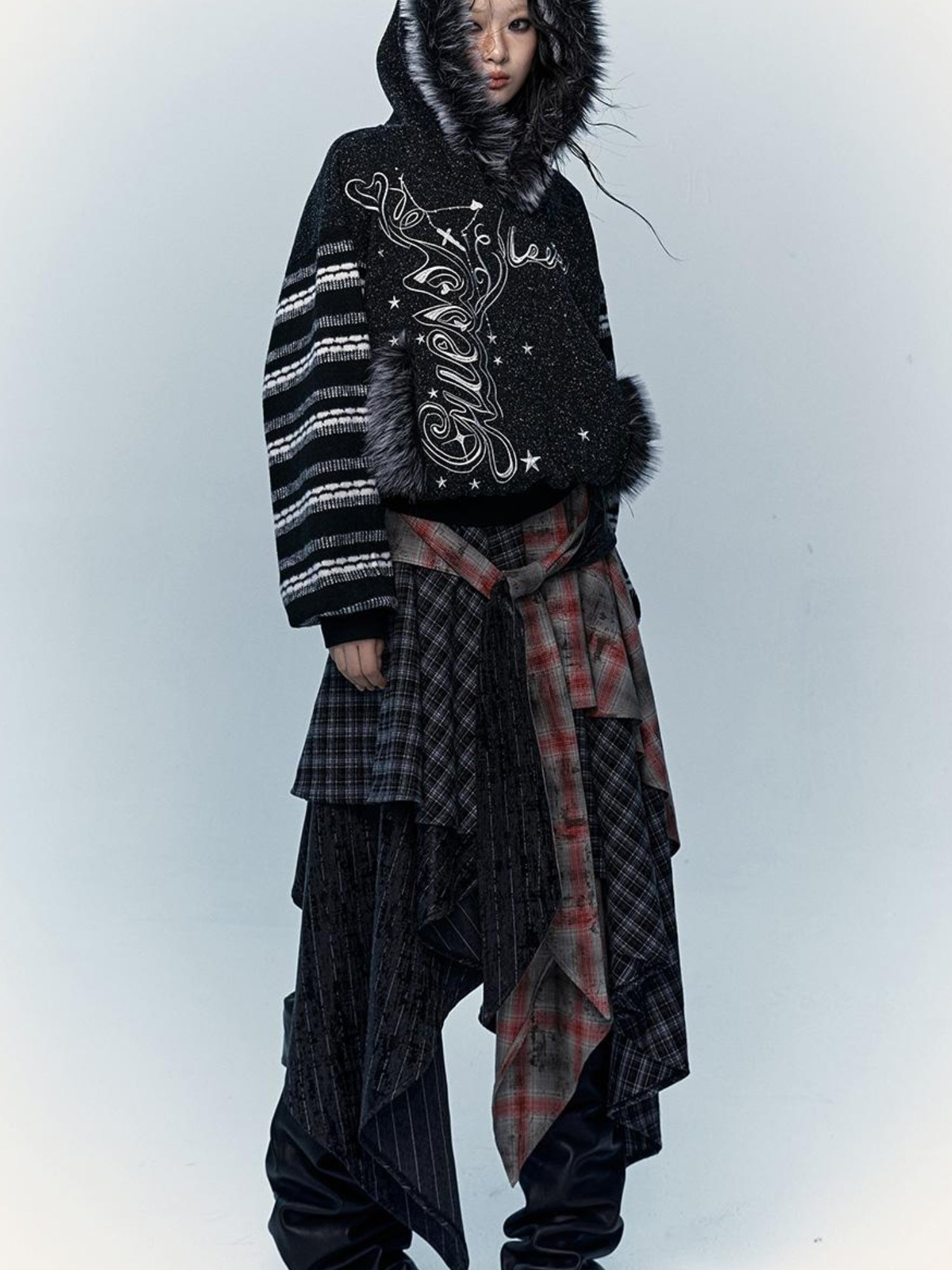 NO ROMANCE Vintage Shibuya Y2K Hoodie Women Loose Fleece Embroidered Pullover