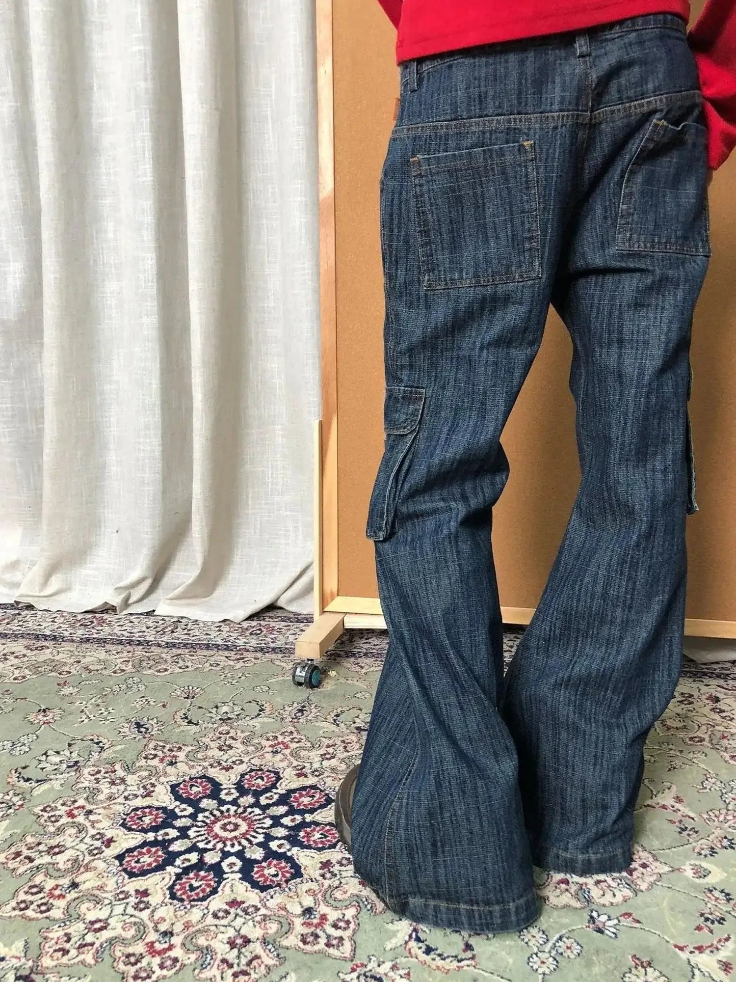 Vintage Stamp Washed Denim Flare Jeans