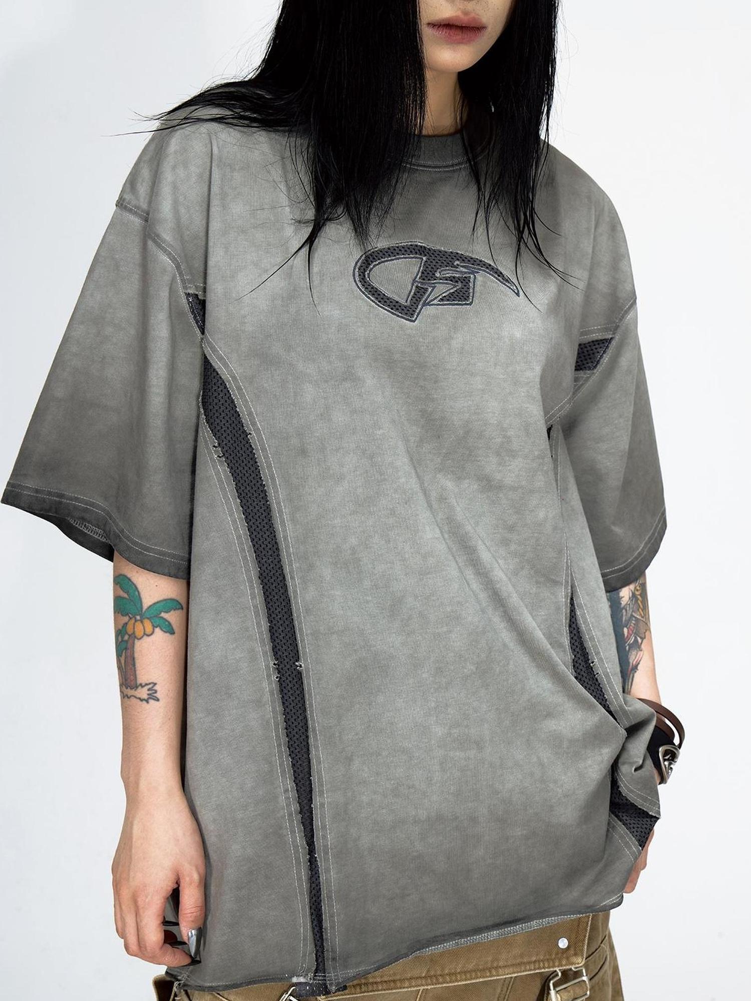 Peoplesense Vintage Stitch Detailed Unisex Washed Tee Loose Fit Cotton