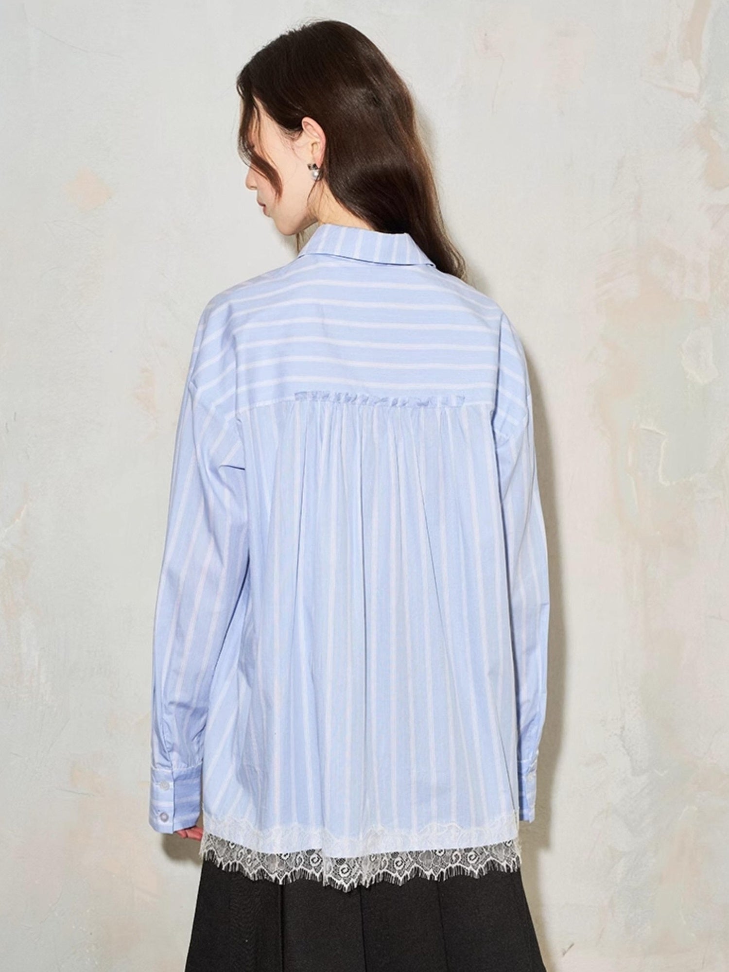 DIDDI MODA Vintage Striped Lace Bow Blouse Romantic Elegant Hollow Out Shirt