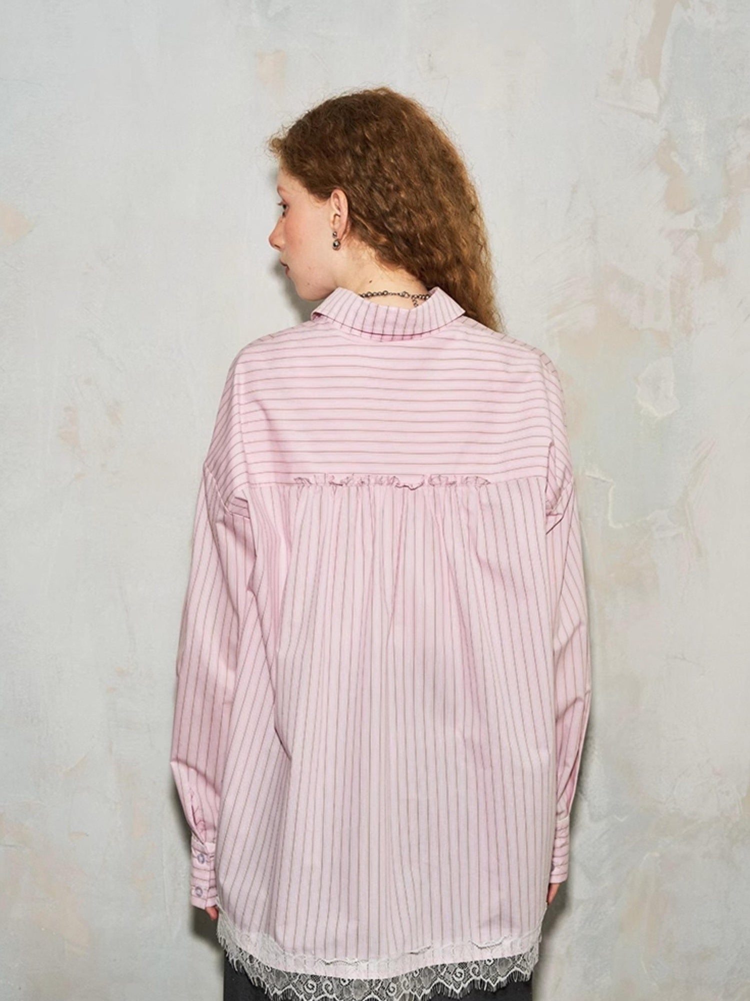 DIDDI MODA Vintage Striped Lace Bow Blouse Romantic Elegant Hollow Out Shirt