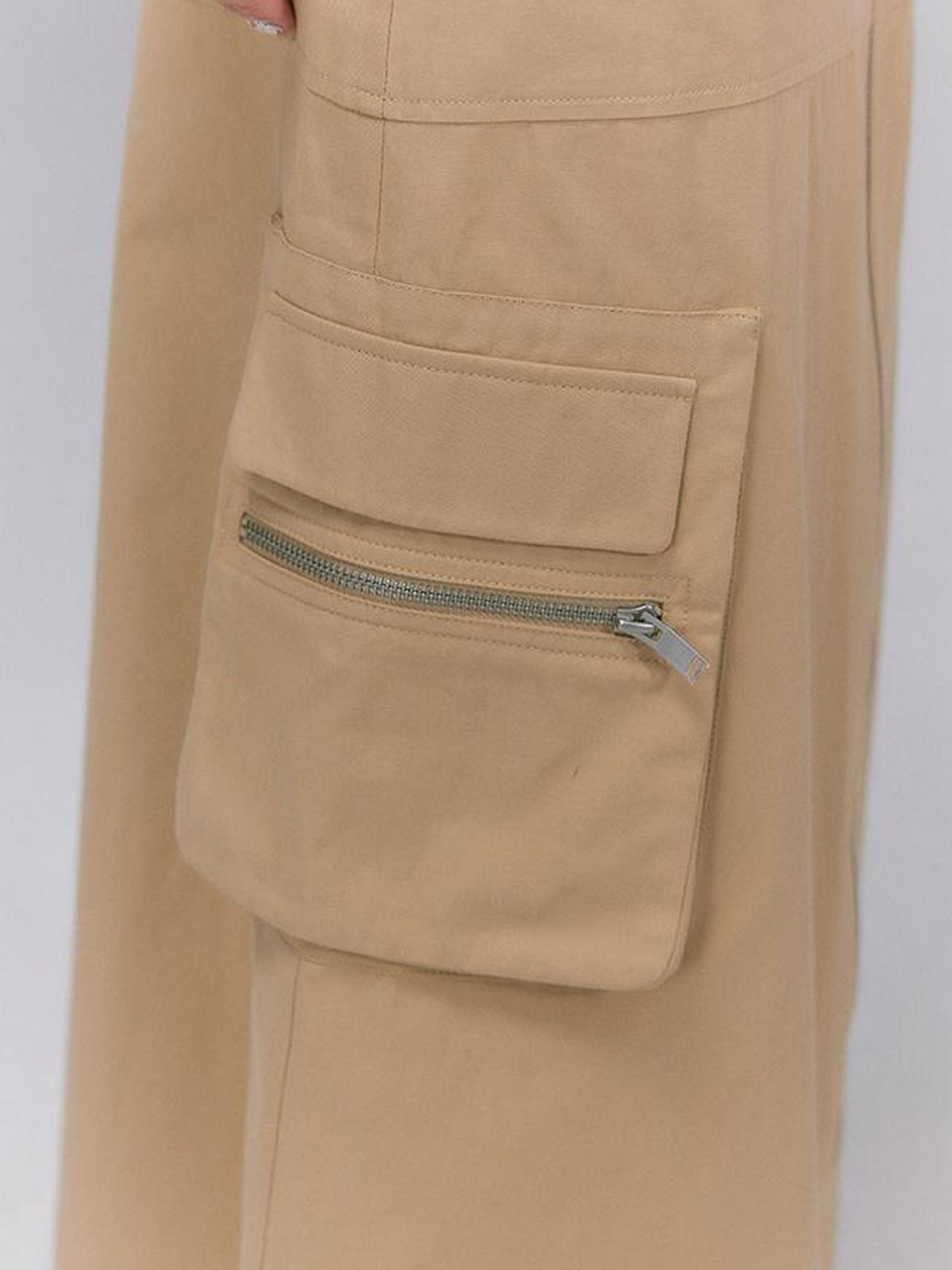 DIDDI MODA Vintage Utility Midi Skirt With Metal Zipper And Pockets