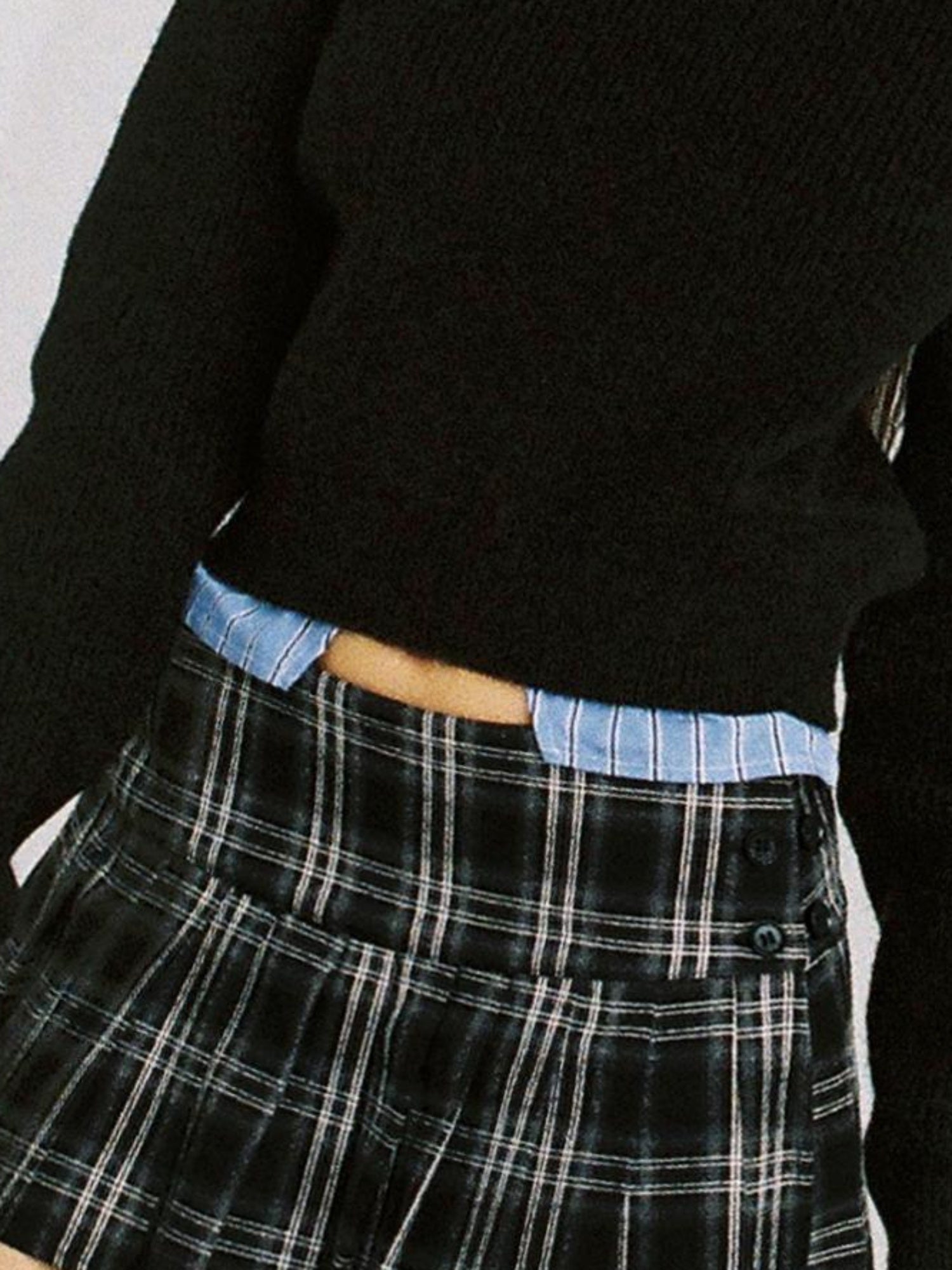SweetChilling Vintage Waisted Pink Blue Striped Knit Fake Two Piece Shirt