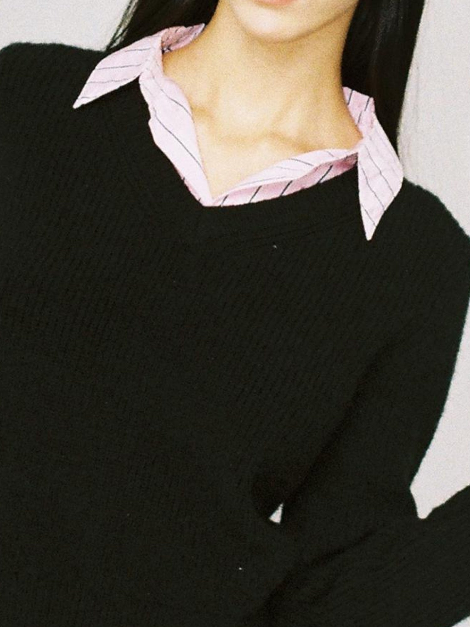 SweetChilling Vintage Waisted Pink Blue Striped Knit Fake Two Piece Shirt