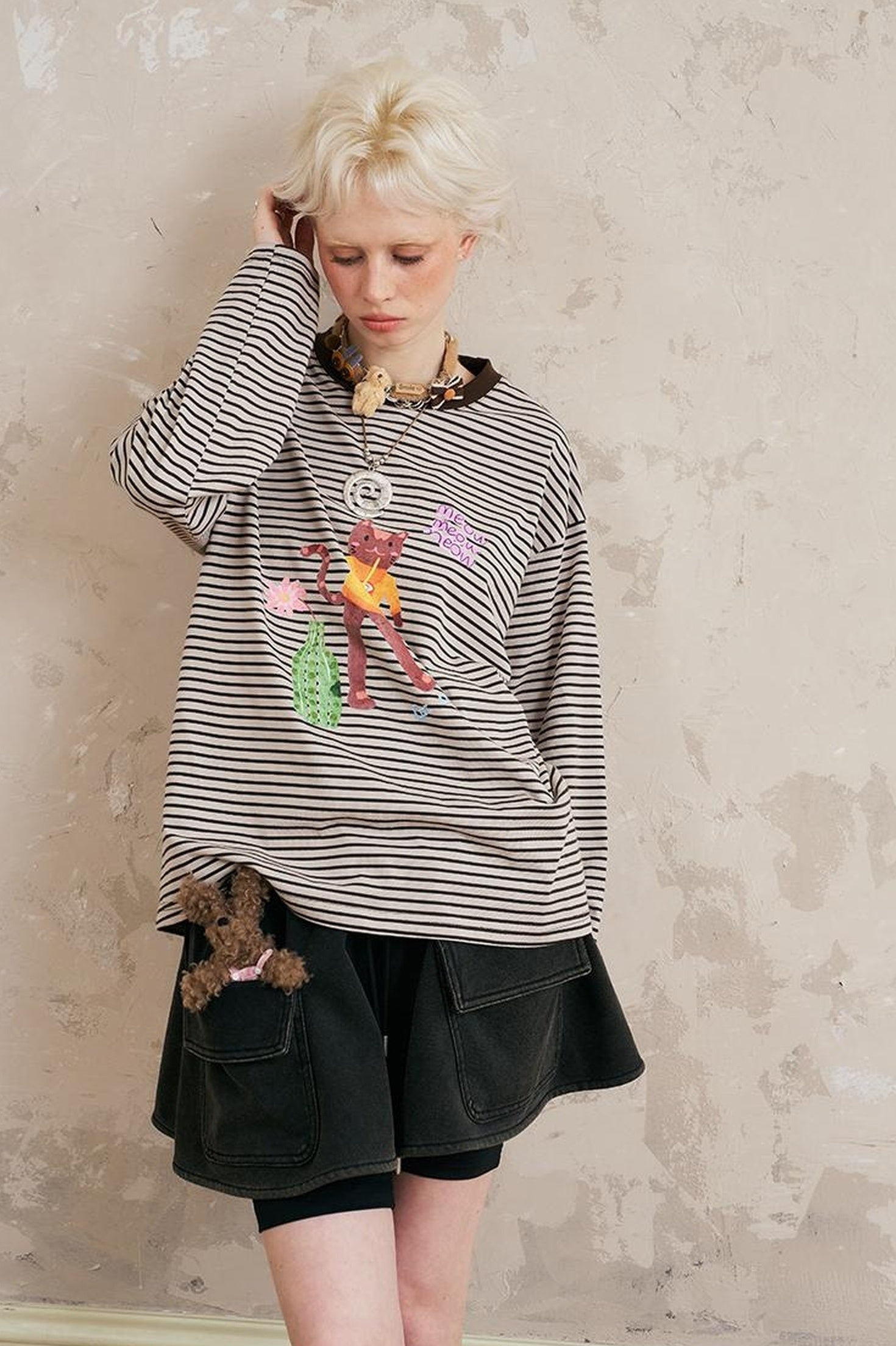 DIDDI MODA Vintage Washed Cargo Mini Skirt With Adjustable Waist