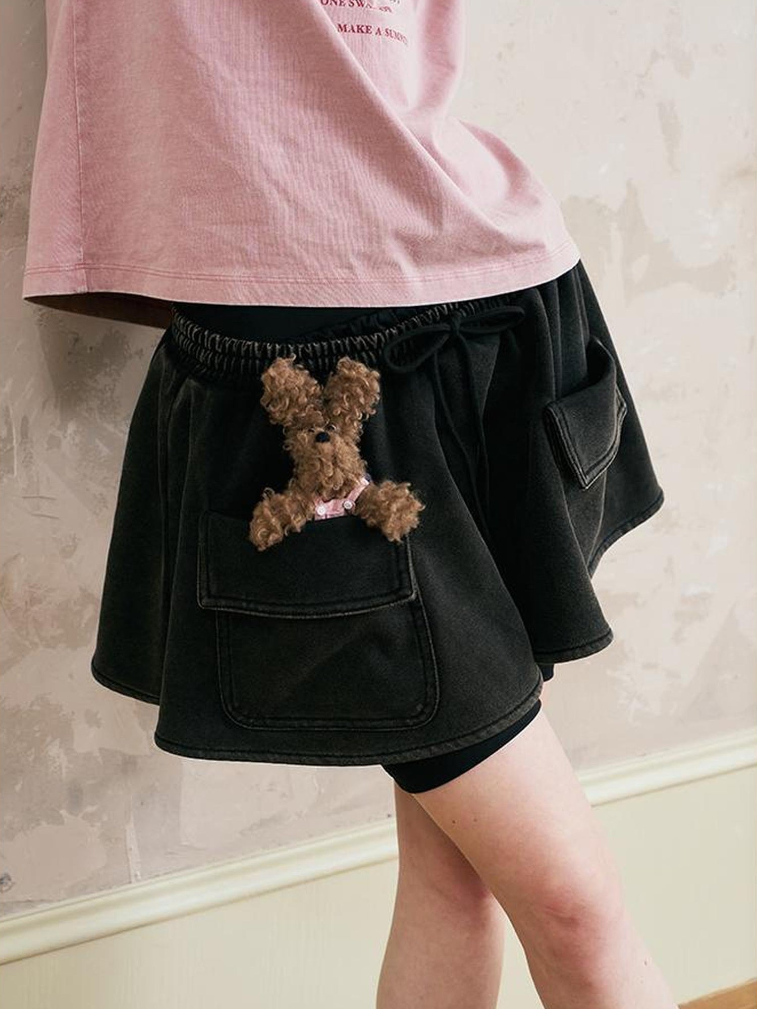 DIDDI MODA Vintage Washed Cargo Mini Skirt With Adjustable Waist