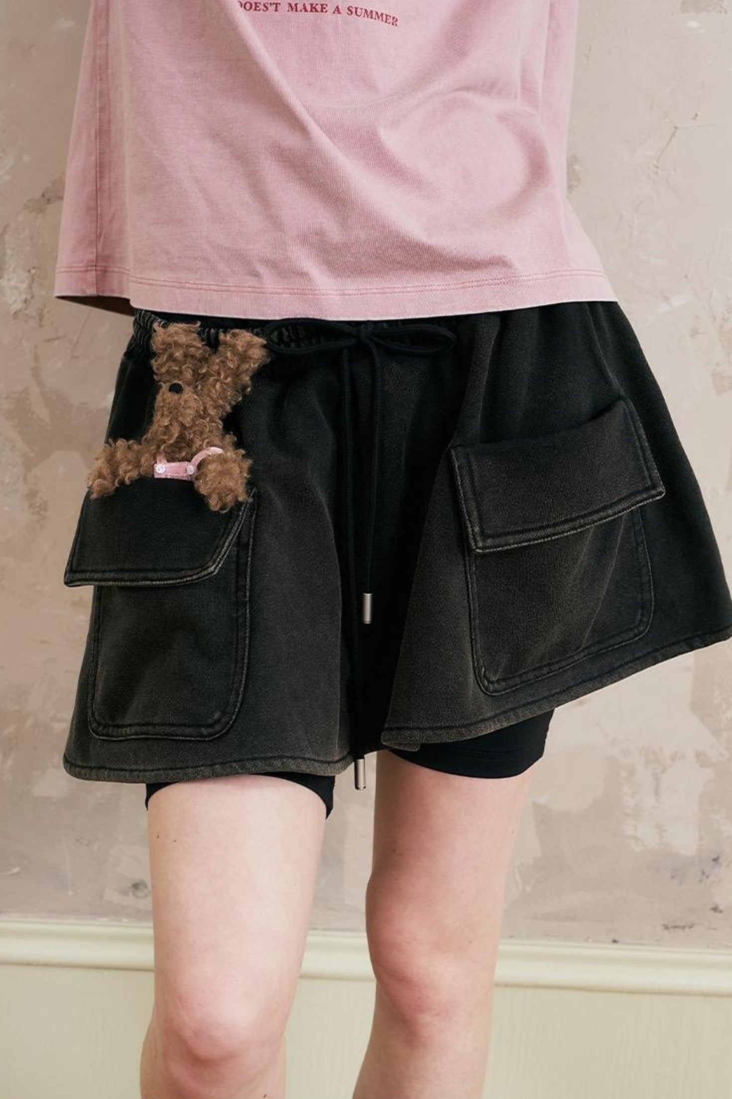DIDDI MODA Vintage Washed Cargo Mini Skirt With Adjustable Waist