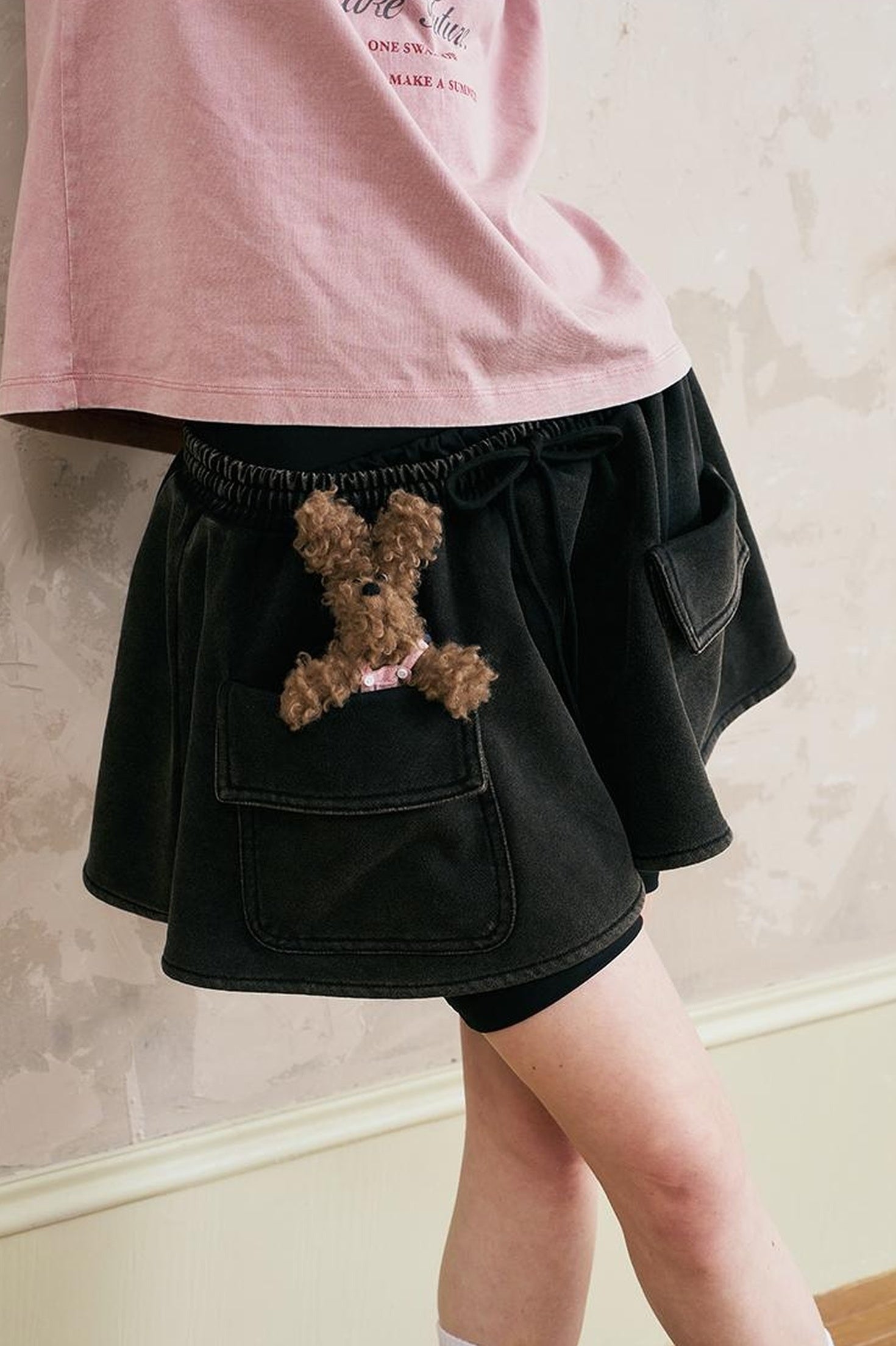 DIDDI MODA Vintage Washed Cargo Mini Skirt With Adjustable Waist