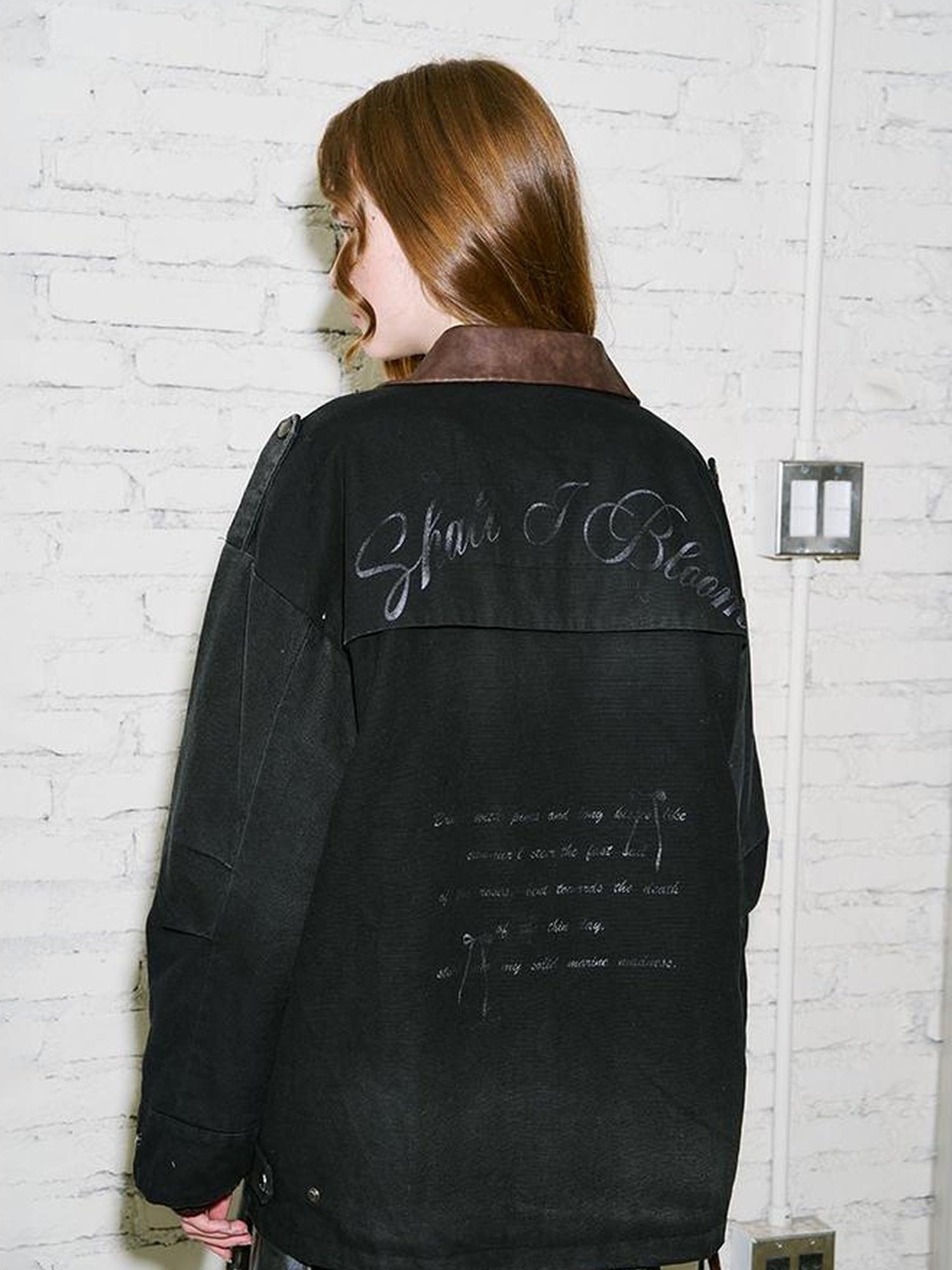 DIDDI MODA Vintage Washed Cotton Quilted Jacket With Leather Collar