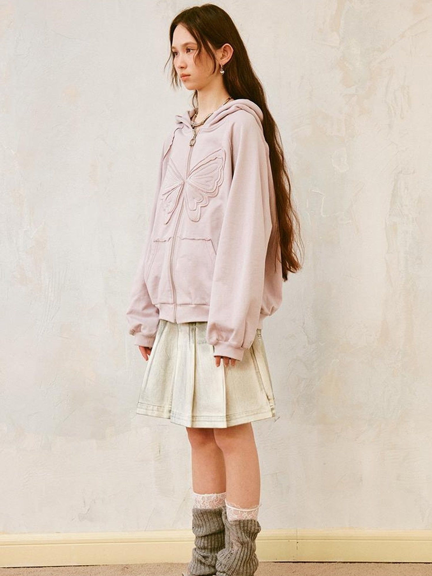 Vintage Washed Denim A-Linien-Faltenrock
