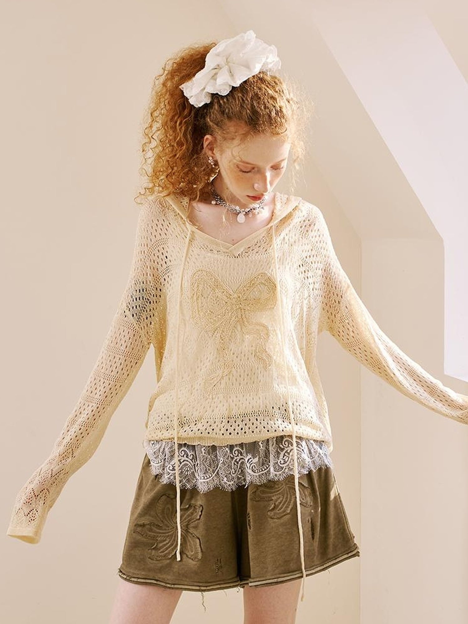 DIDDI MODA Vintage Washed Floral Otton Ounge Horts