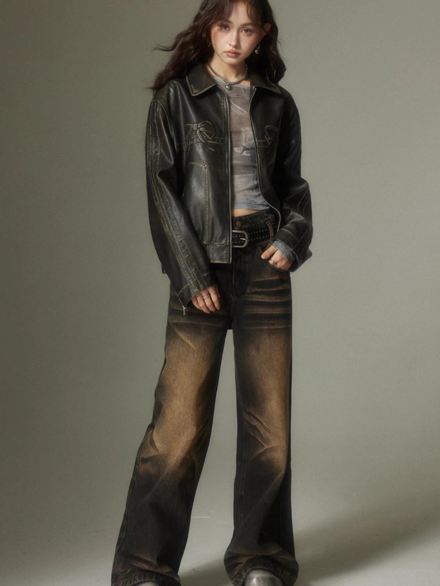 Vintage Washed High Street Wide Leg Jeans