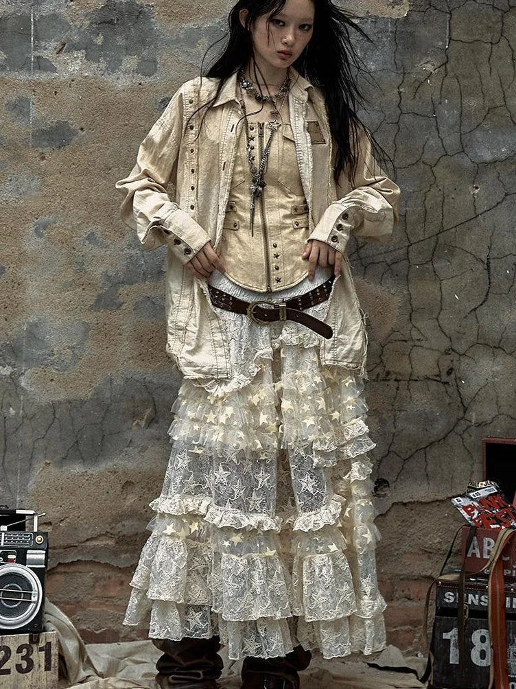 Vintage Washed Punk Loose Cotton Linen Shirt For Women