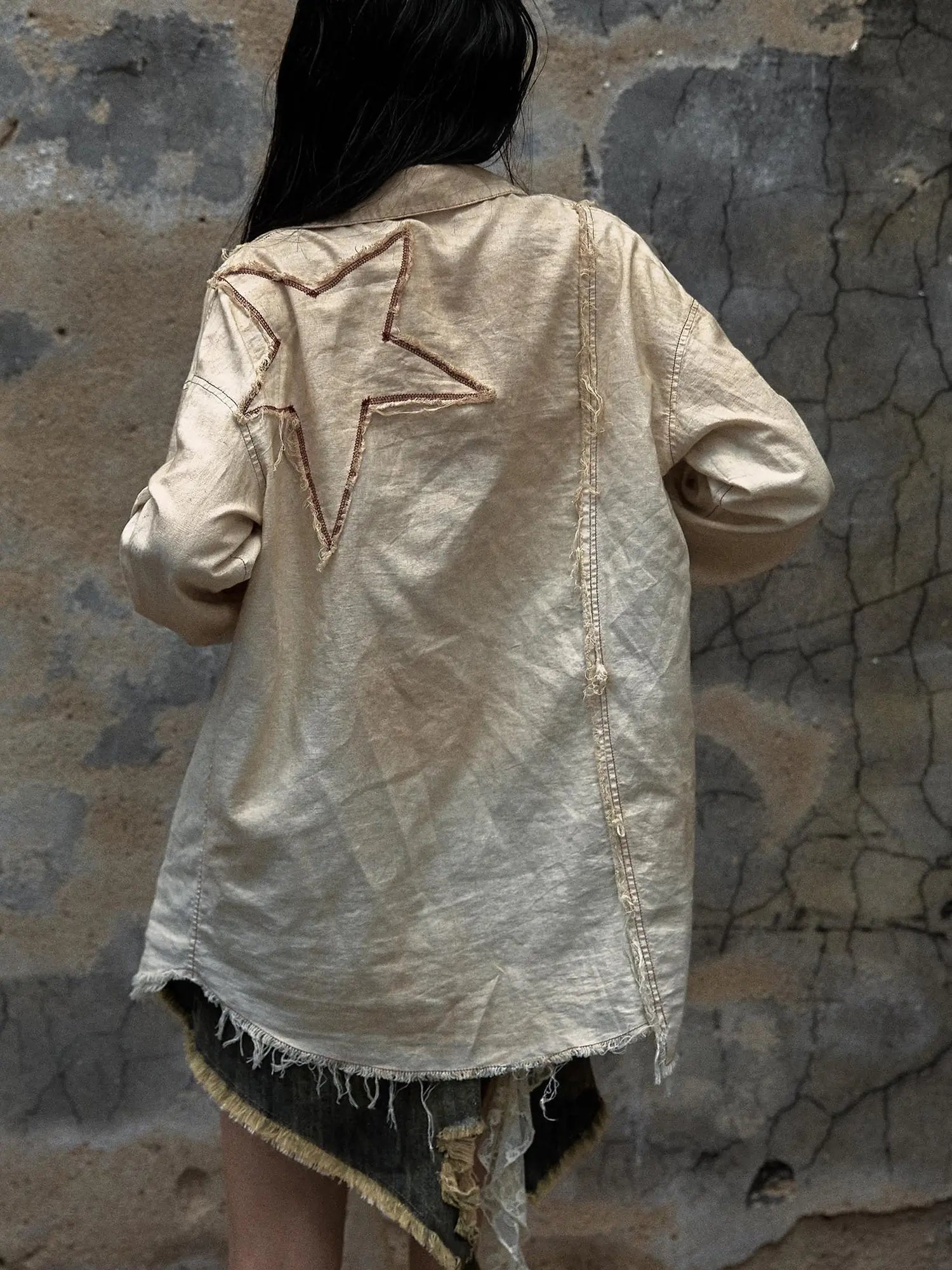 Vintage Washed Punk Loose Cotton Linen Shirt For Women