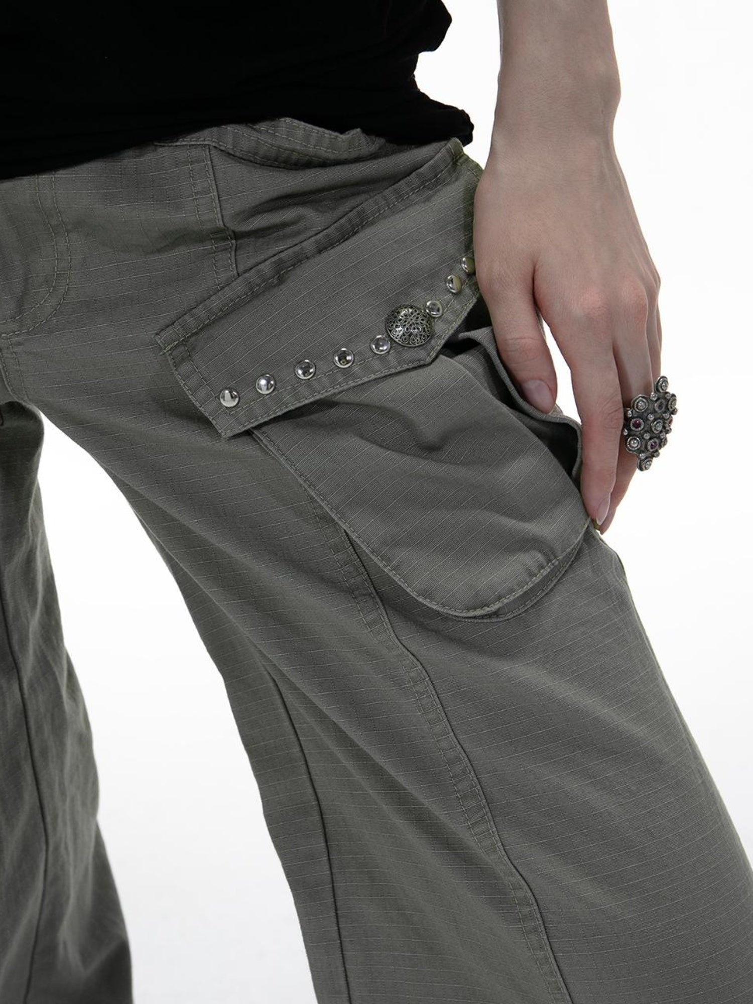 DoublePunch Vintage Washed Western Wide-Leg Work Pants