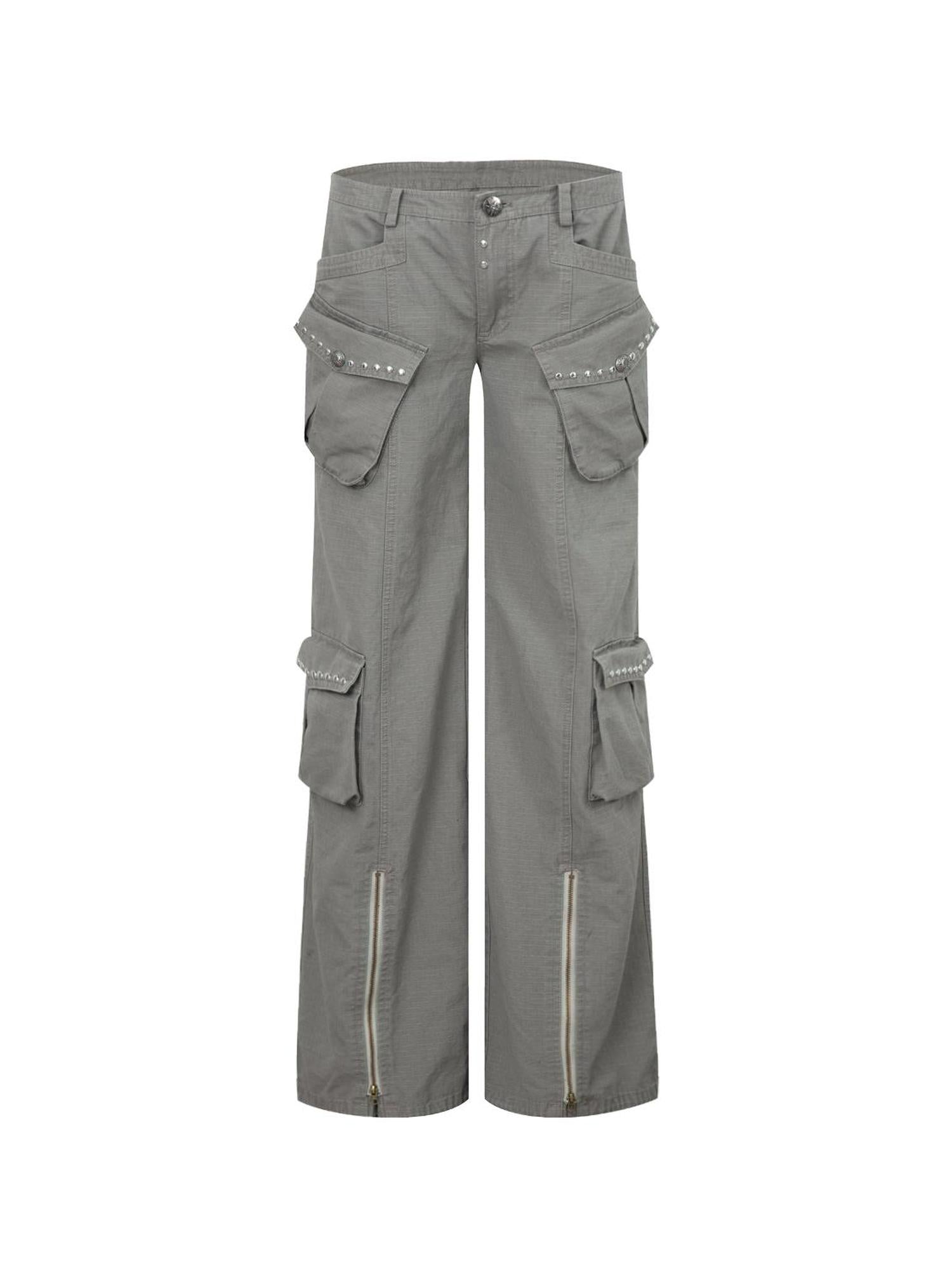 DoublePunch Vintage Washed Western Wide-Leg Work Pants