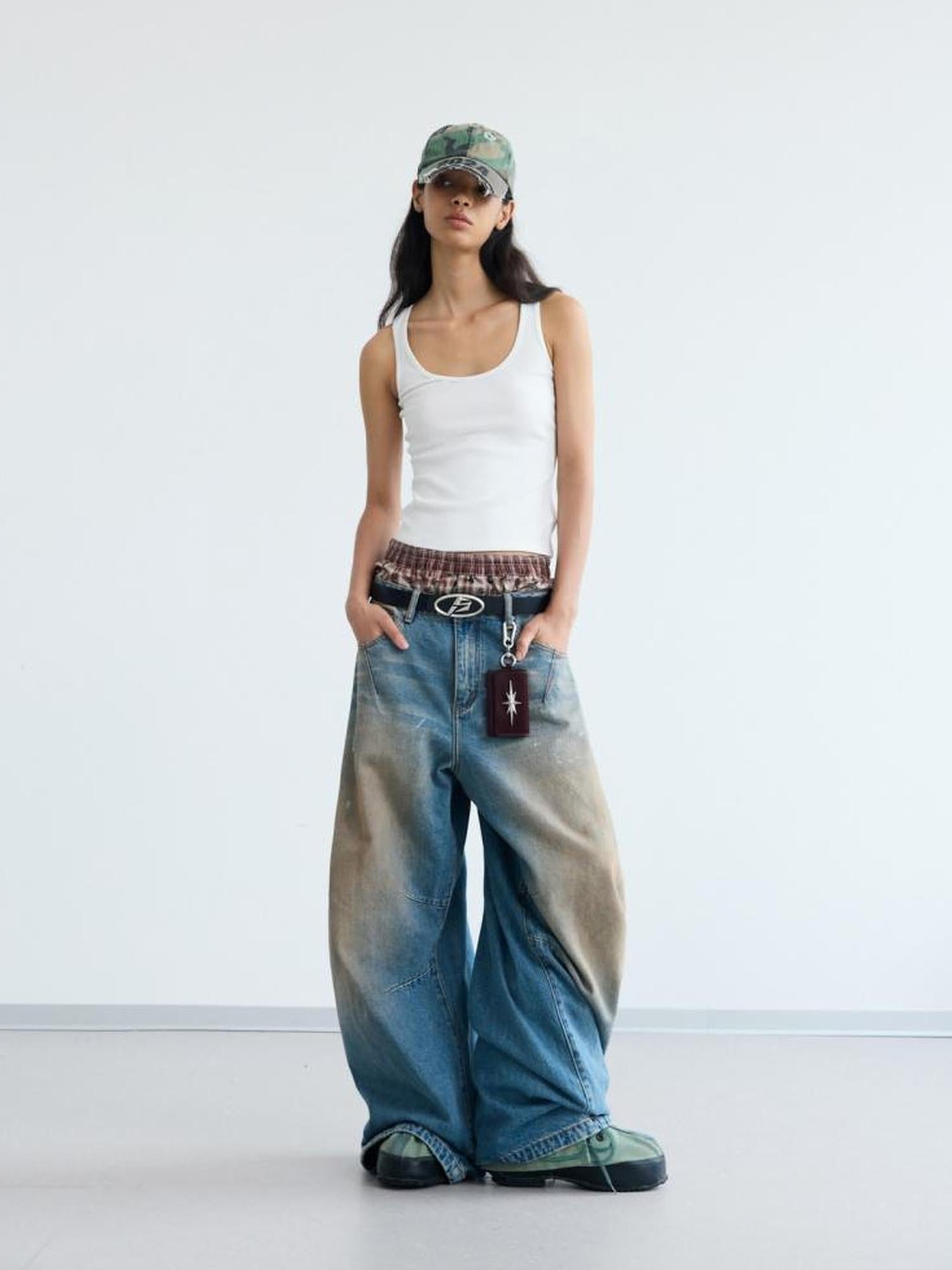 Peoplesense Vintage Washed Yellow Mud Dyed Wide Leg Jeans