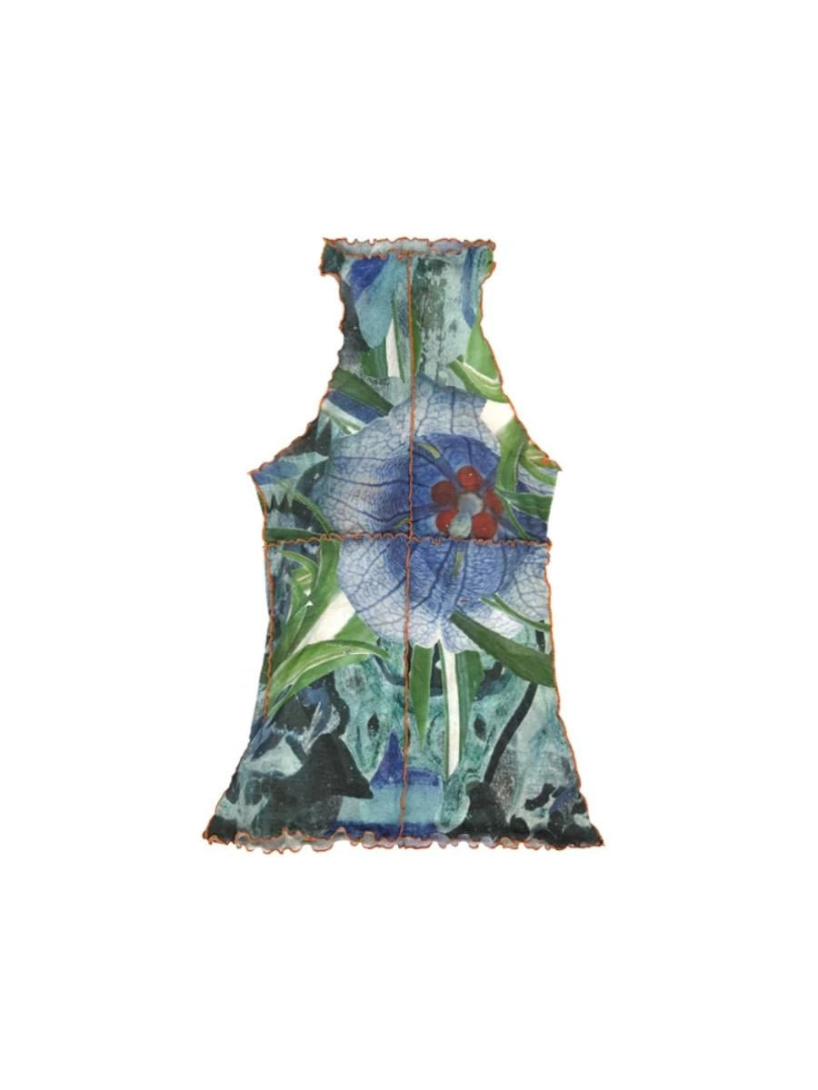 Vintage Y2K Mesh Sleeveless Print Vest Top