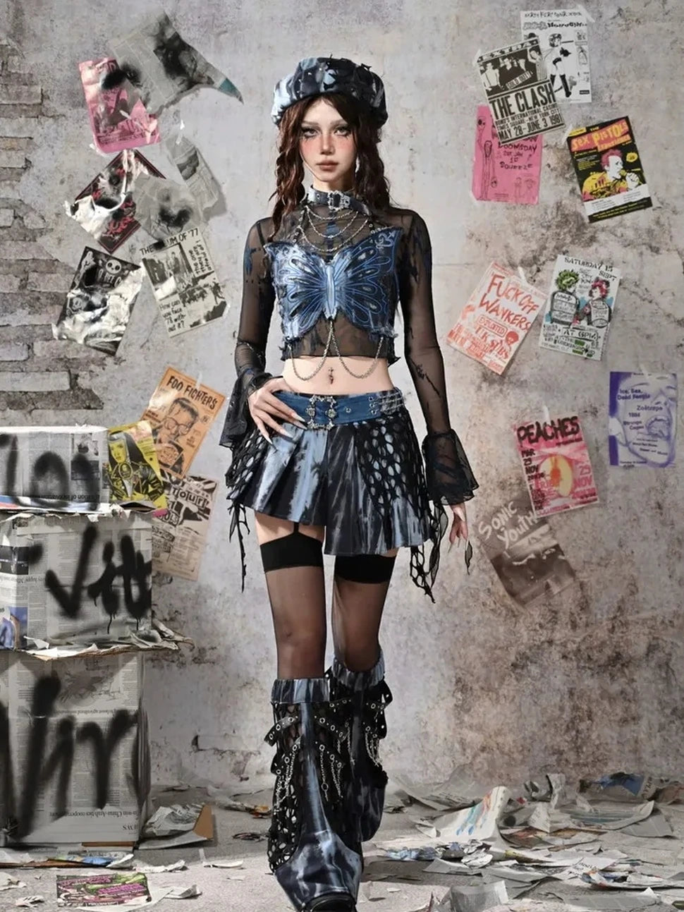 Virtual Orbit Butterfly Punk Mesh Top Set