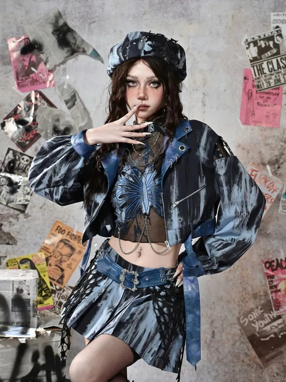 Virtual Orbit Butterfly Punk Mesh Top Set