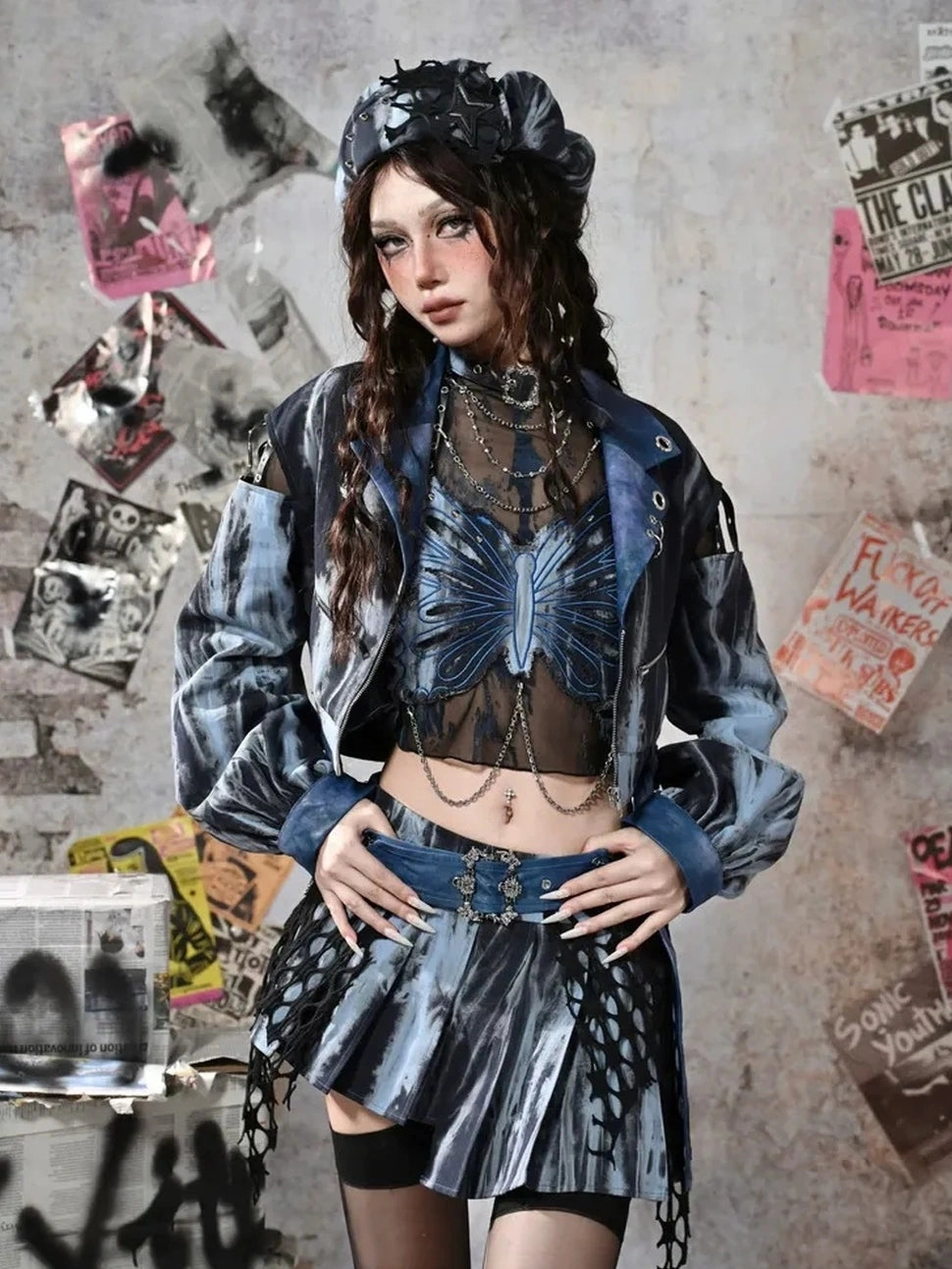 Virtual Orbit Butterfly Punk Mesh Top Set