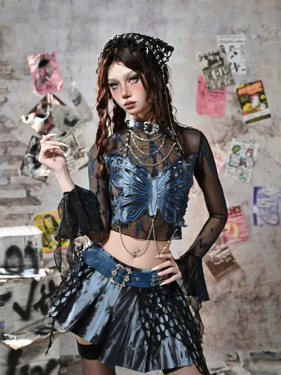 Virtual Orbit Butterfly Punk Mesh Top Set