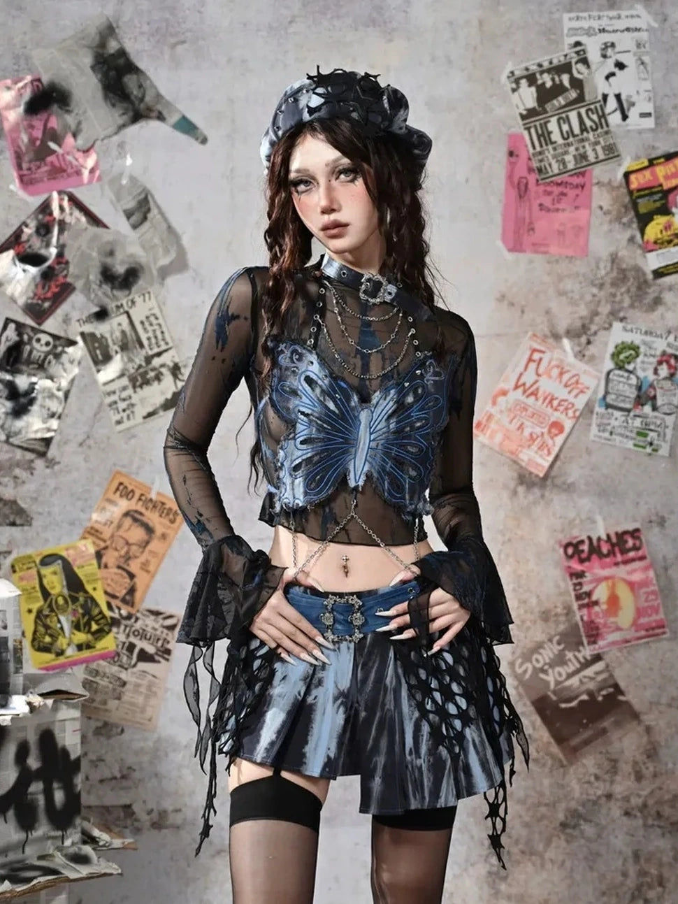 Virtual Orbit Butterfly Punk Mesh Top Set
