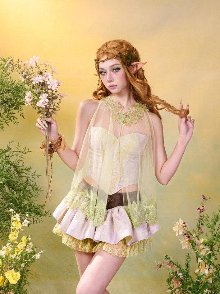 Virtual Orbit Butterfly Sheer Layered Openwork Sleeveless High Neck Women&