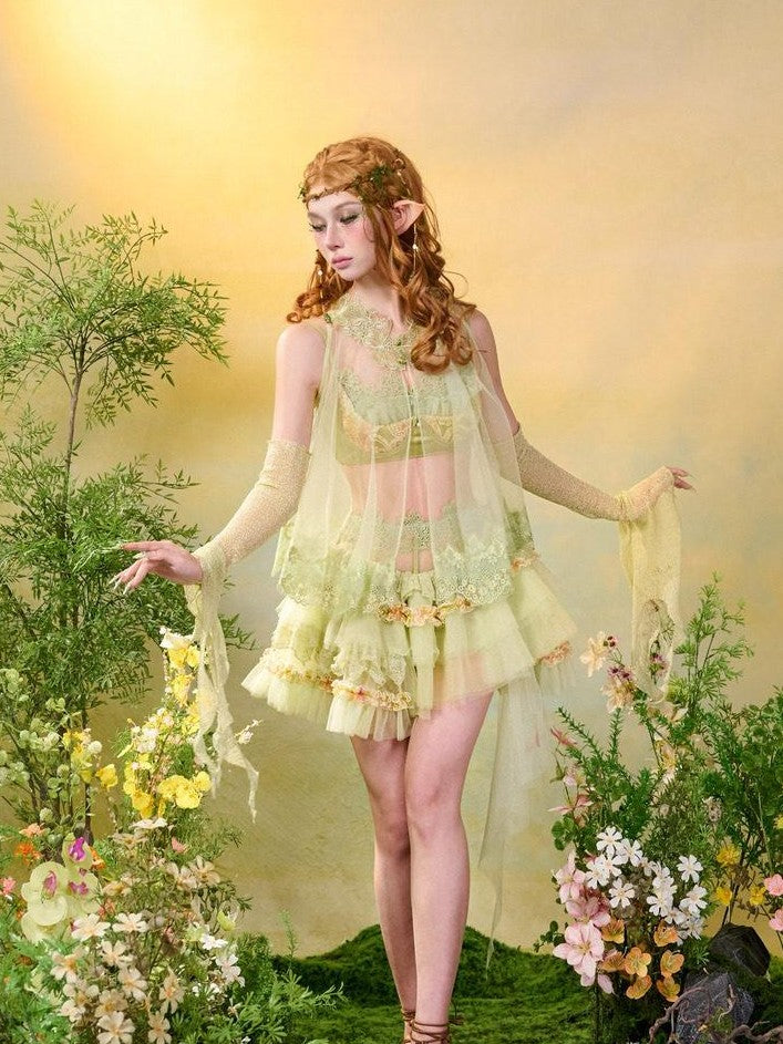 Virtual Orbit Butterfly Sheer Layered Openwork Sleeveless High Neck Women&
