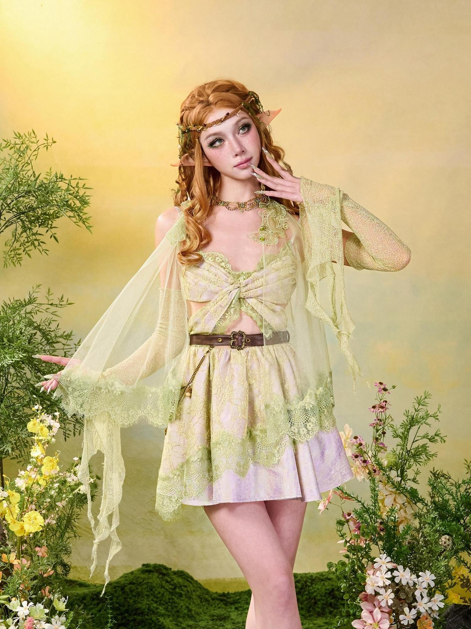 Virtual Orbit Butterfly Sheer Layered Openwork Sleeveless High Neck Women&