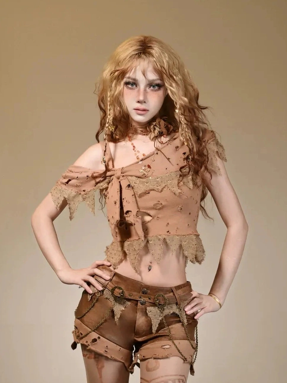 Virtual Orbit Deconstructed Romance Asymmetrical Bow Top