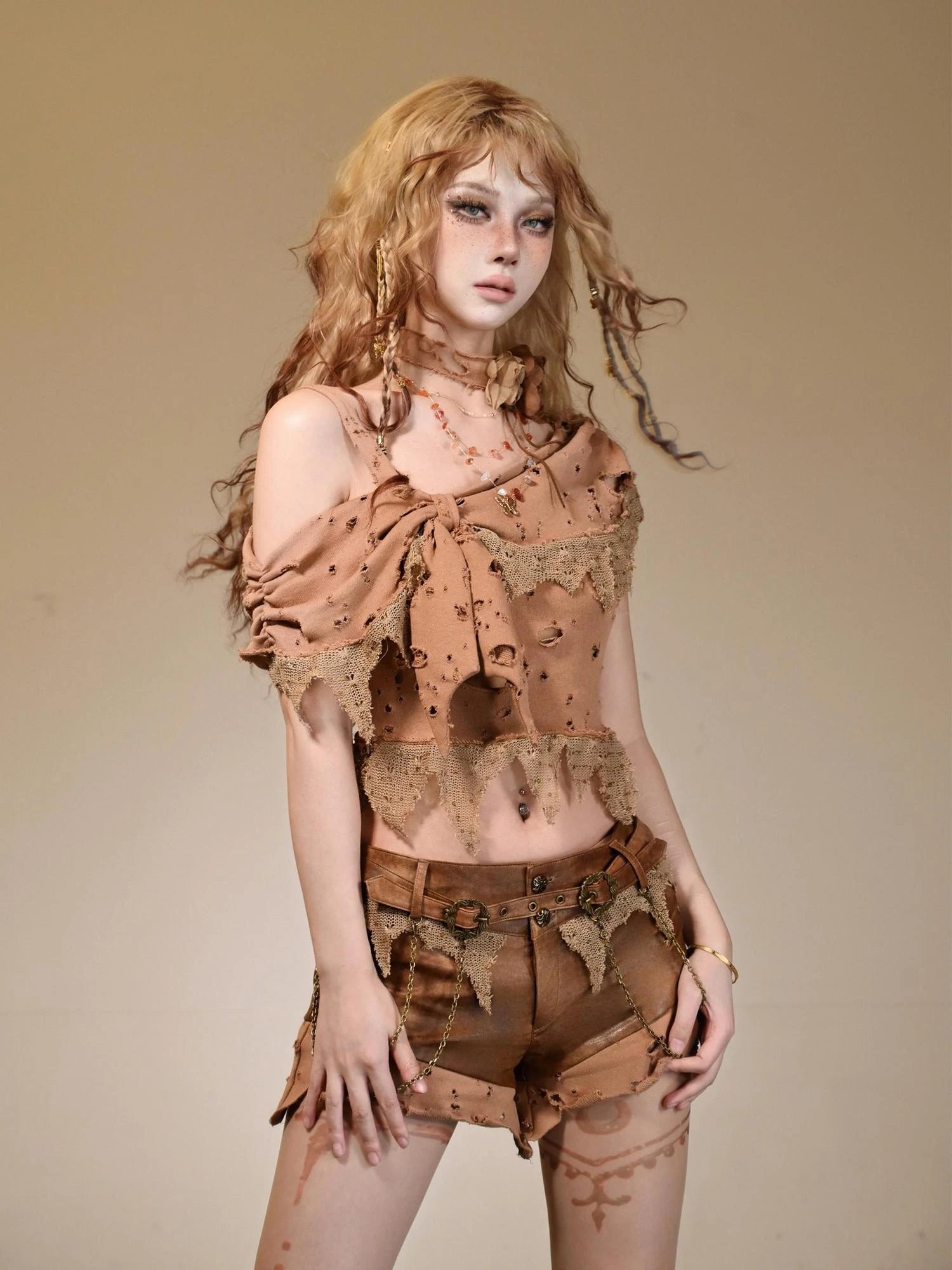 Virtual Orbit Deconstructed Romance Asymmetrical Bow Top