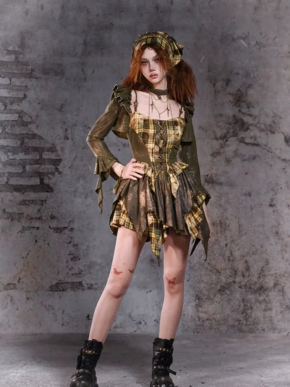 Virtual Orbit Disordered Boundary Y2K Floral Punk Asymmetrical Vest