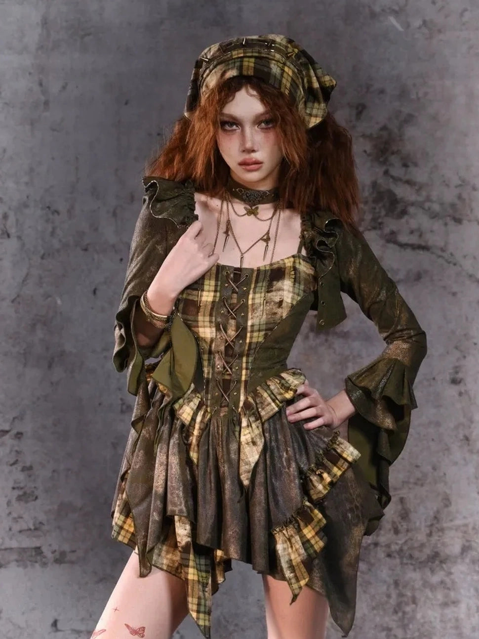 Virtual Orbit Disordered Boundary Y2K Floral Punk Asymmetrical Vest
