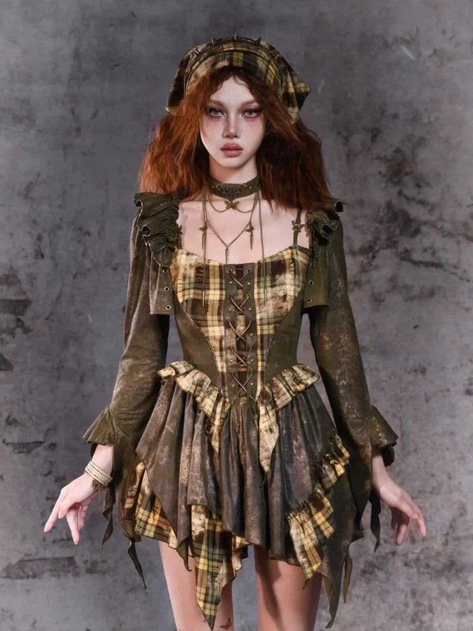 Virtual Orbit Disordered Boundary Y2K Floral Punk Asymmetrical Vest