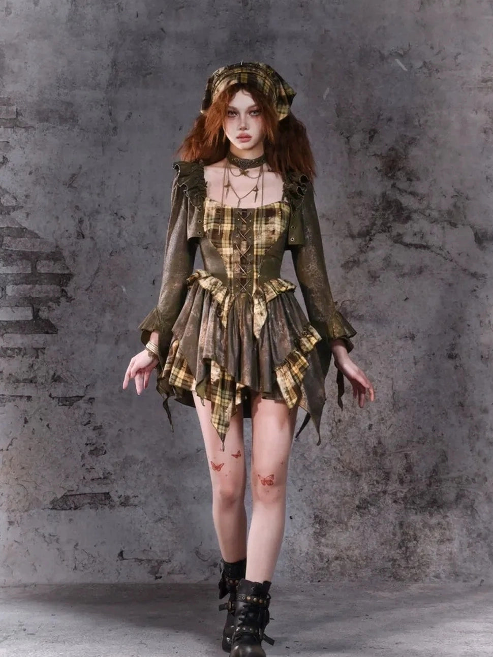 Virtual Orbit Disordered Boundary Y2K Floral Punk Asymmetrical Vest