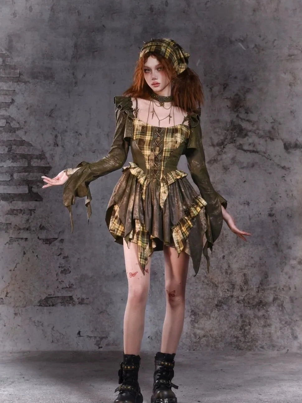 Virtual Orbit Disordered Boundary Y2K Floral Punk Asymmetrical Vest