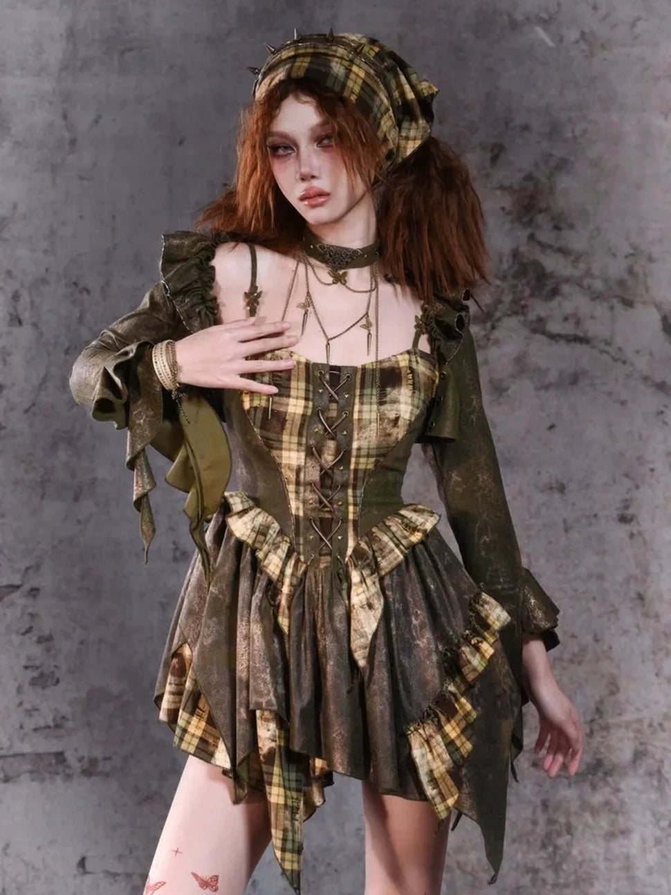 Virtual Orbit Disordered Boundary Y2K Floral Punk Asymmetrical Vest