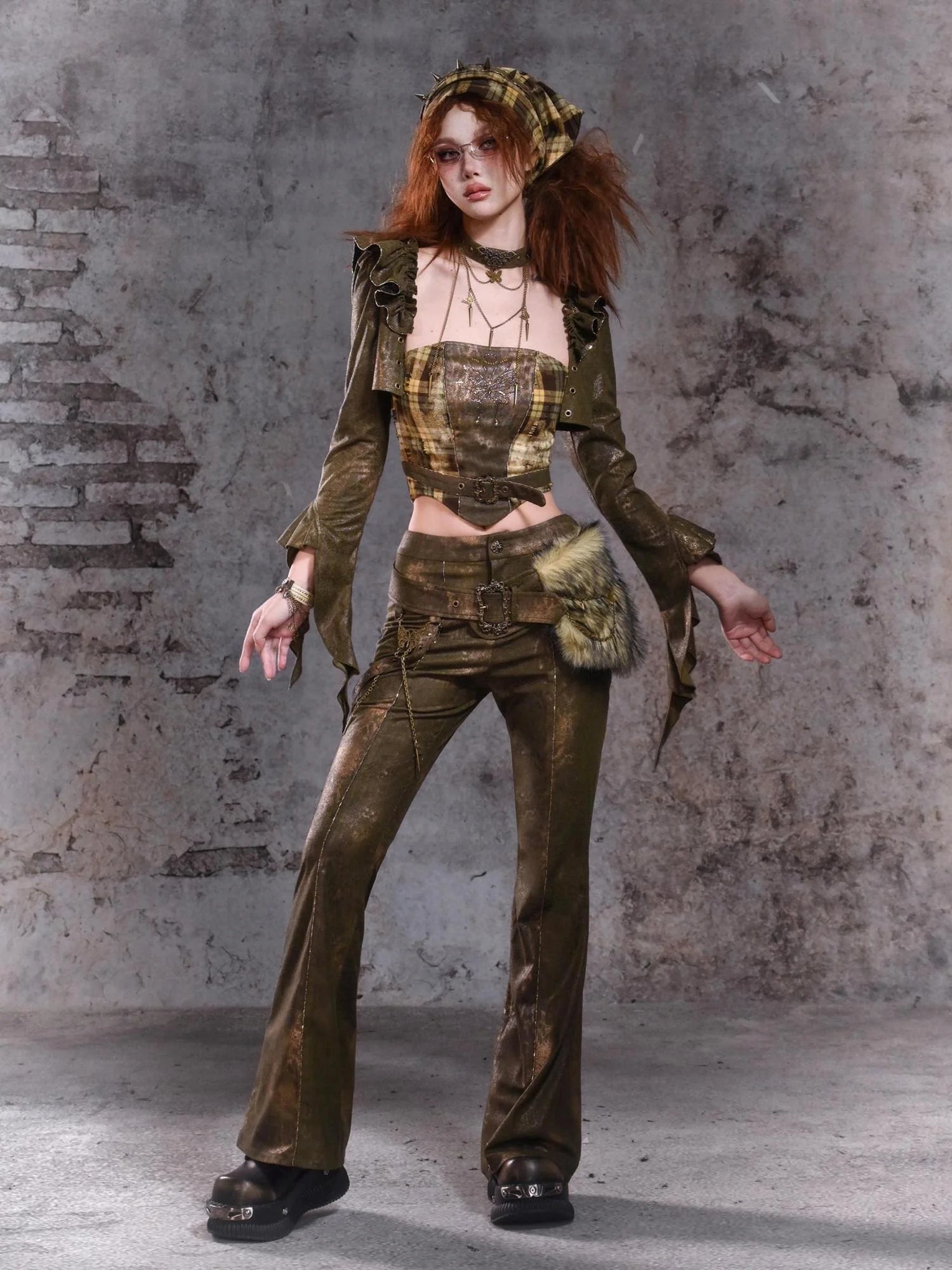Virtual Orbit Disordered Edge Y2k Grunge Corset Top