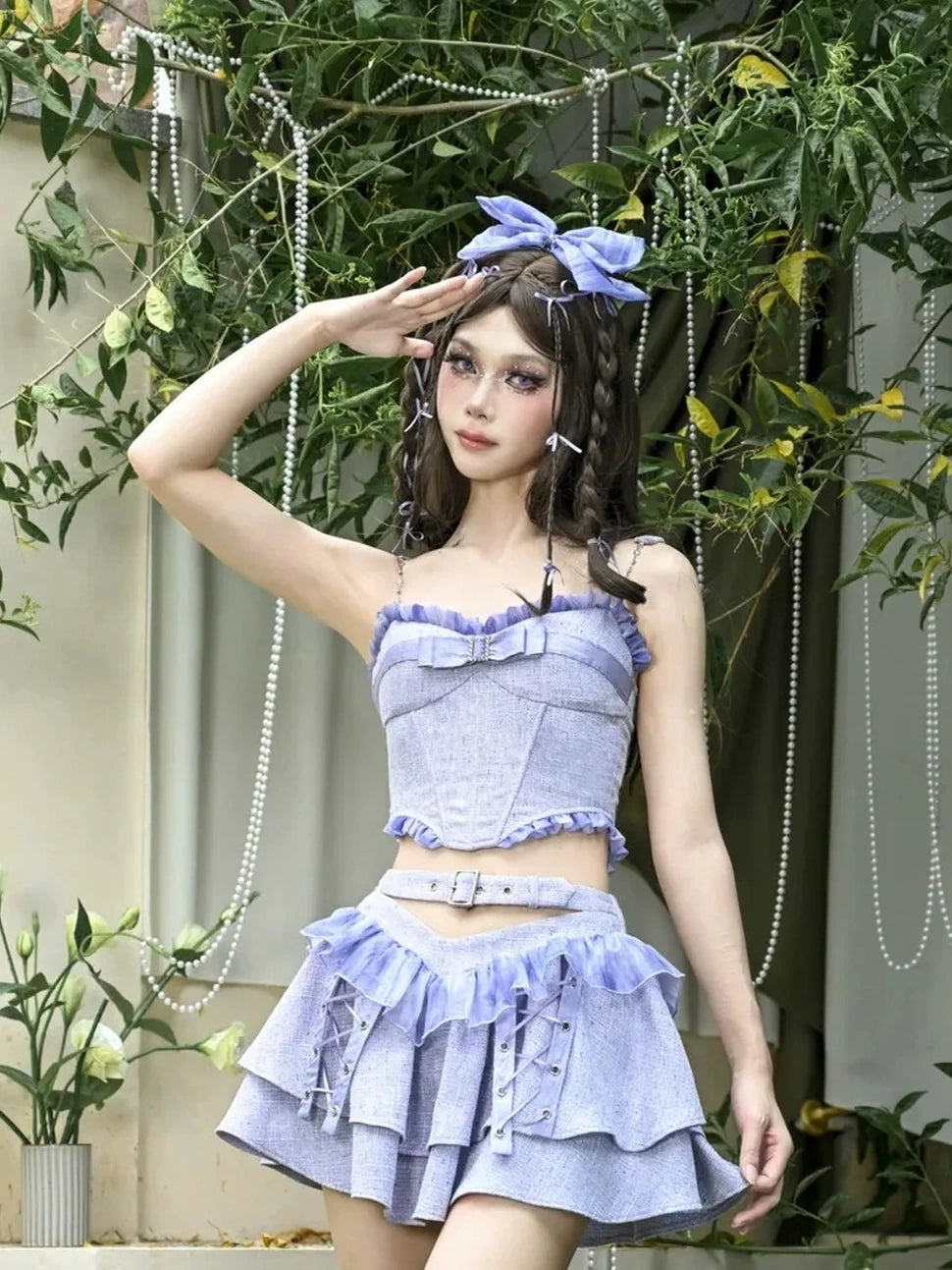 Virtual Orbit Dreamweaver Purple Bow Tie Bustier Top